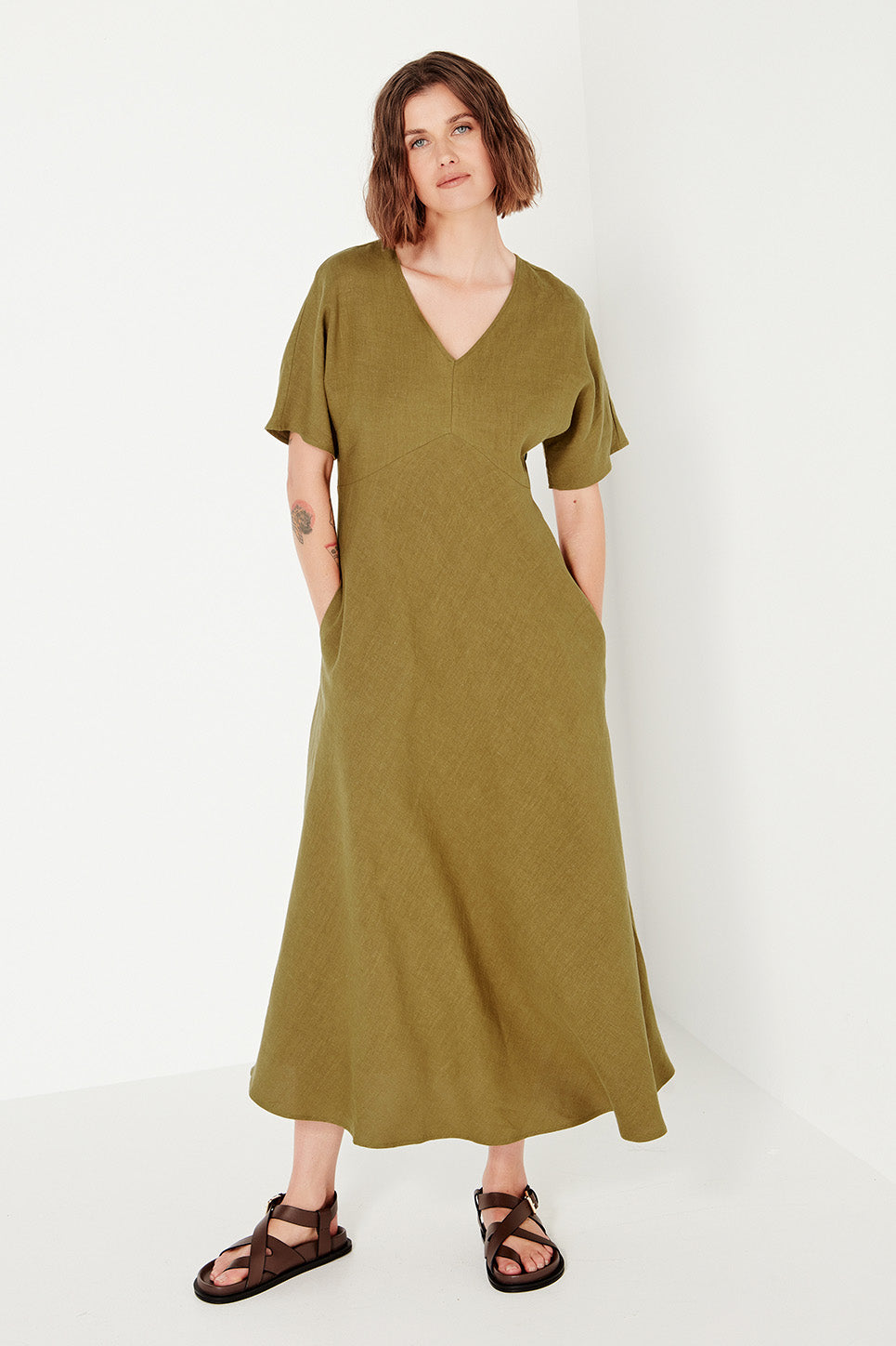 Evie Dress in Chartreuse