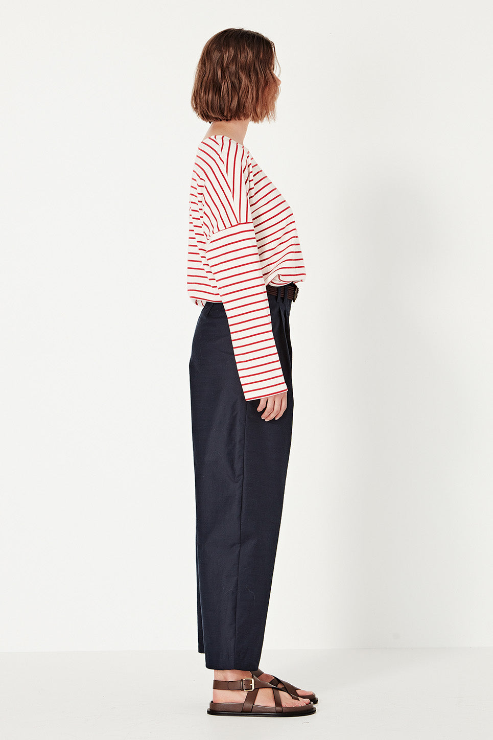 The Olsen Tee in Scarlet/Ivory Stripe