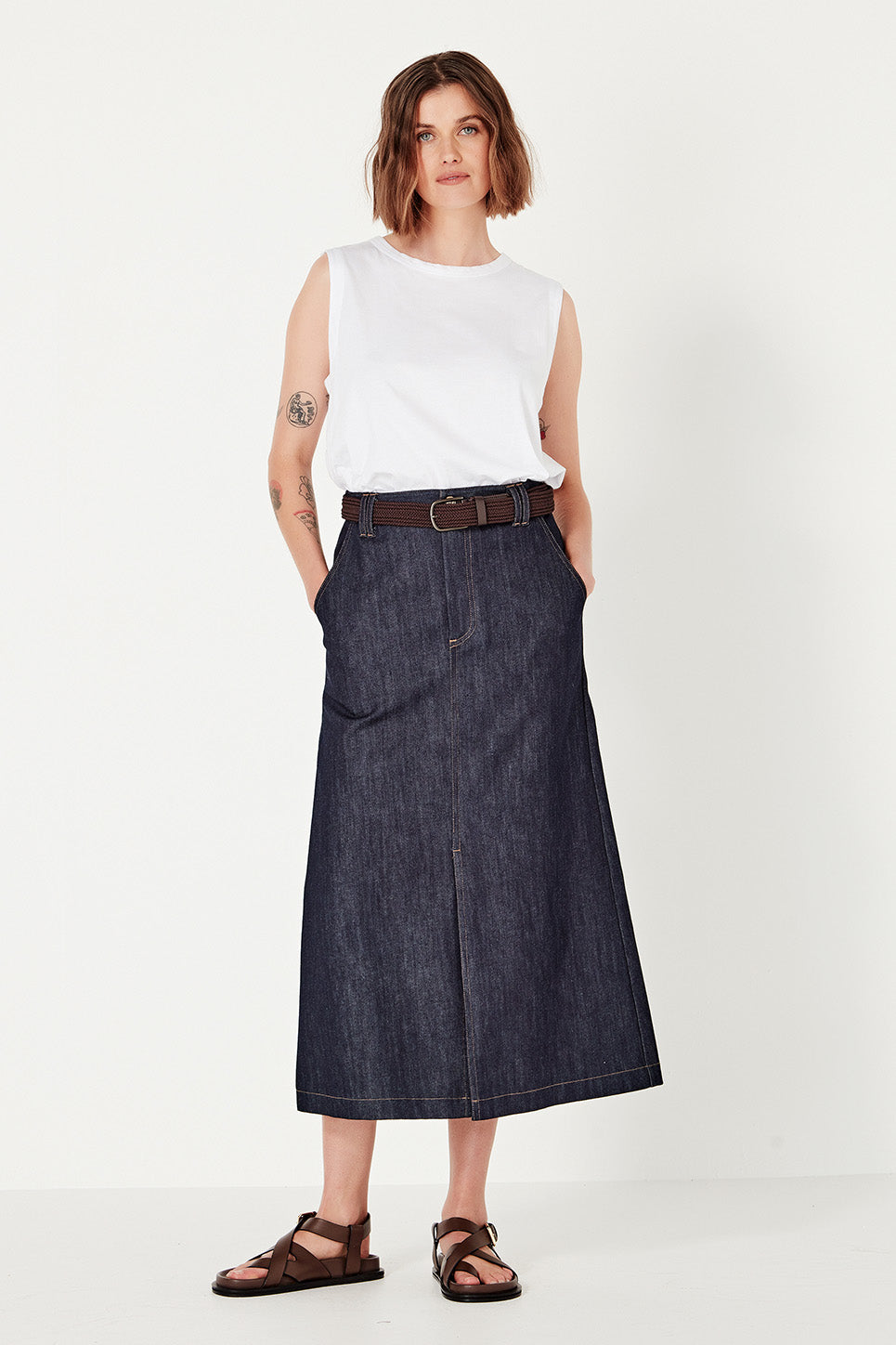 The Dryden Skirt in Indigo Denim