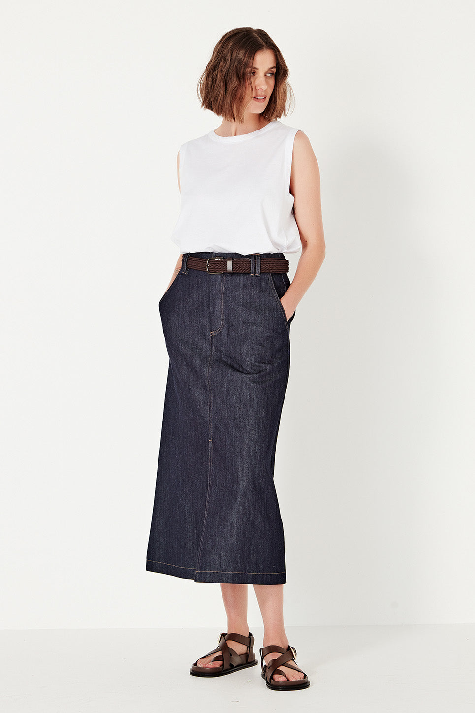 The Dryden Skirt in Indigo Denim