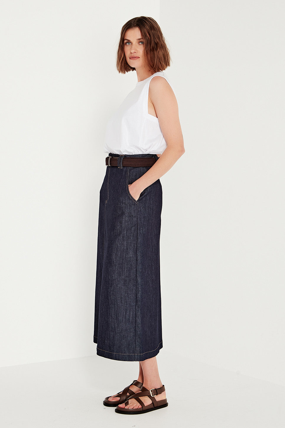 The Dryden Skirt in Indigo Denim