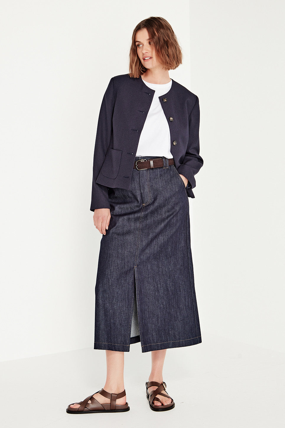 The Dryden Skirt in Indigo Denim