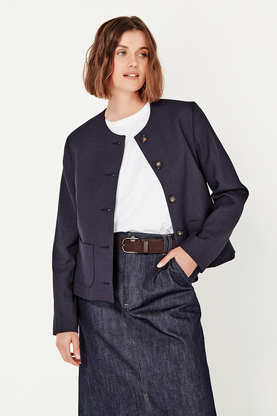 The Gabrielle Jacket in Navy Twill