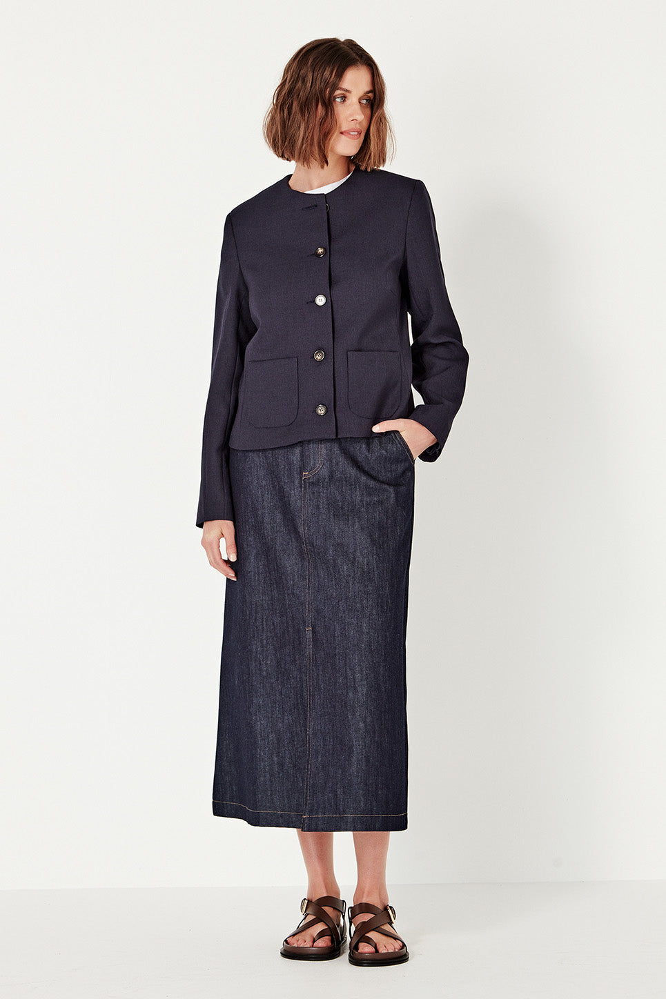 The Dryden Skirt in Indigo Denim