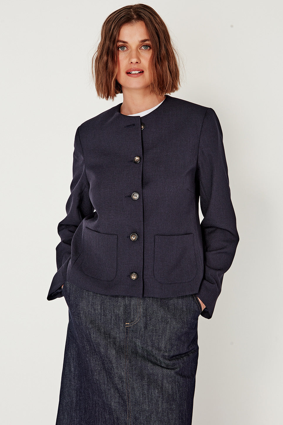 The Gabrielle Jacket in Navy Twill