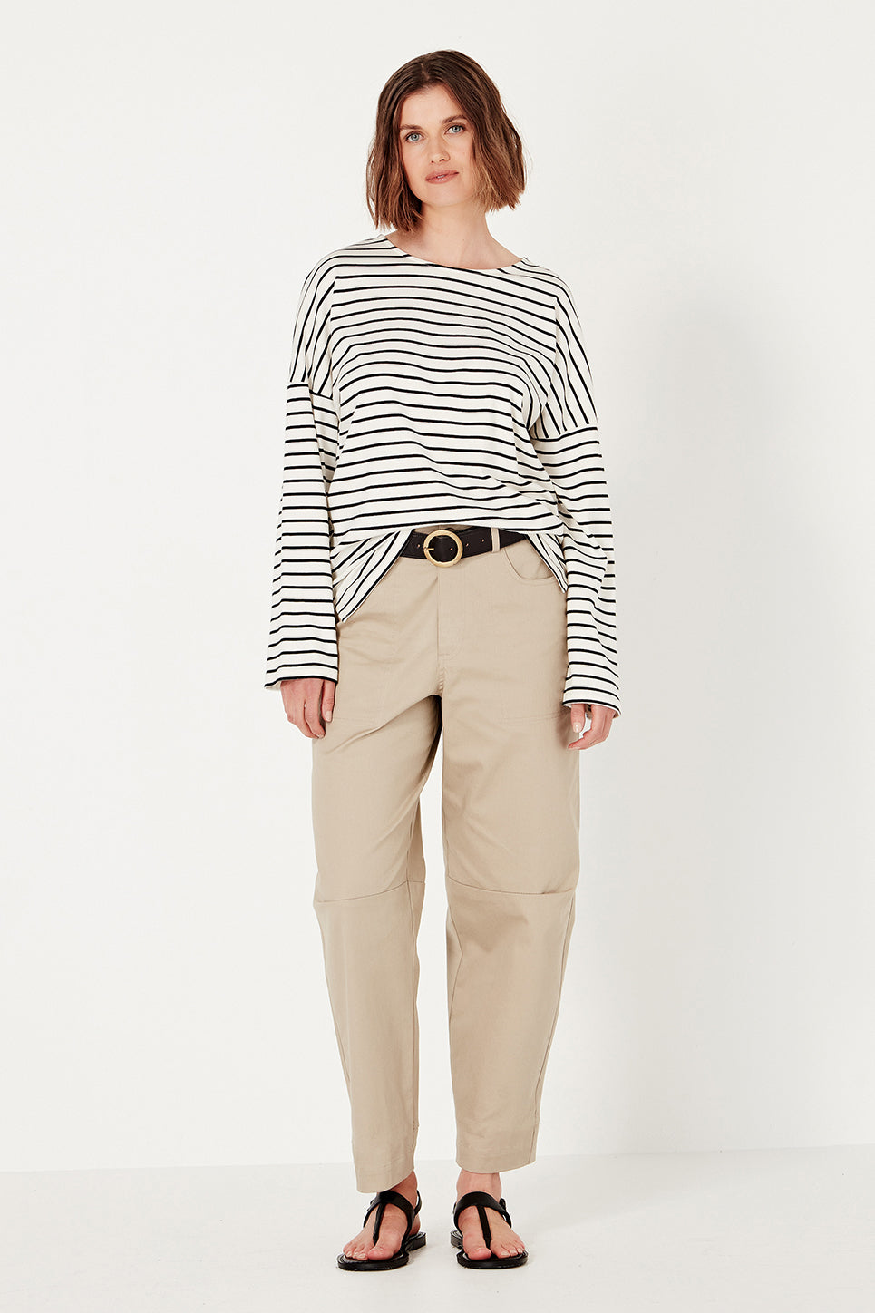 The Olsen Tee in Black/Ivory Stripe
