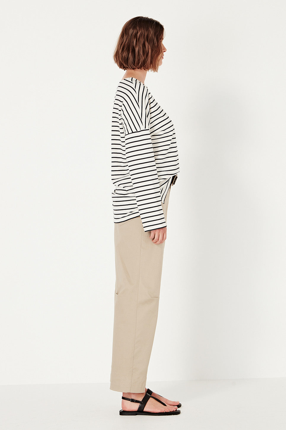 The Olsen Tee in Black/Ivory Stripe