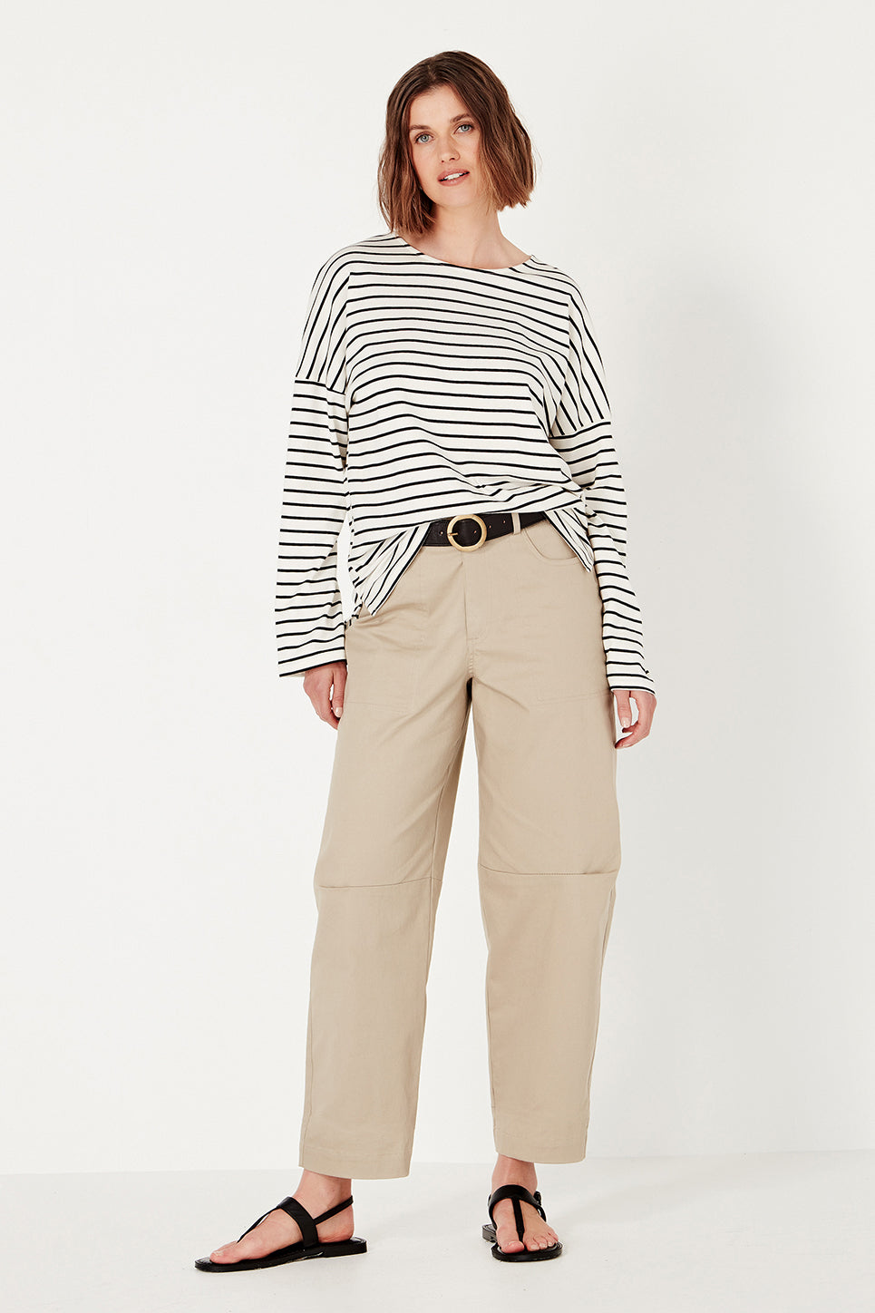 The Olsen Tee in Black/Ivory Stripe