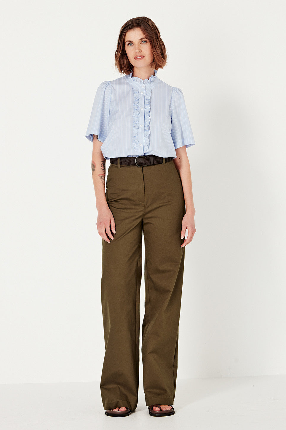 Ava Blouse in Cornflower Stripe