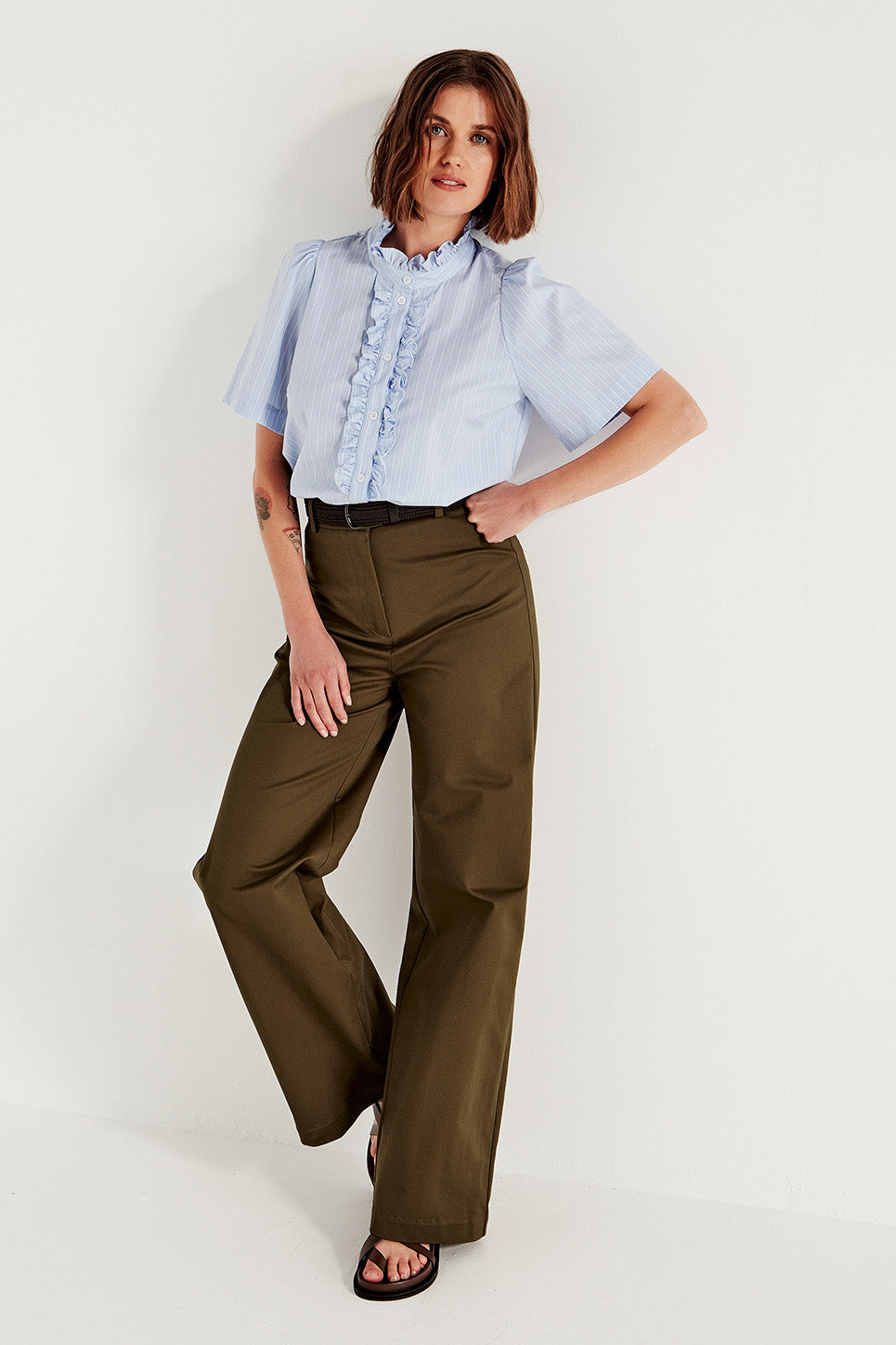 Ava Blouse in Cornflower Stripe