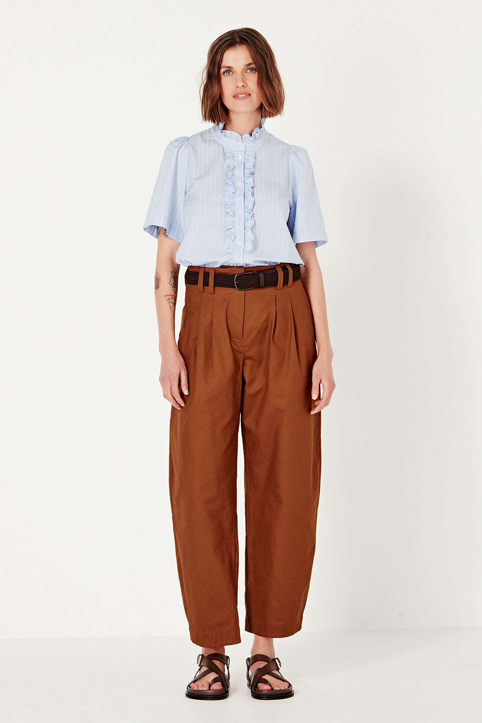 Ava Blouse in Cornflower Stripe