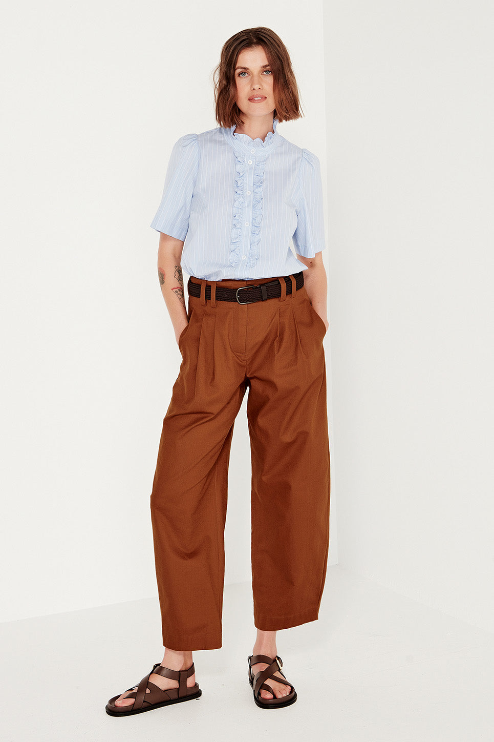 Ava Blouse in Cornflower Stripe
