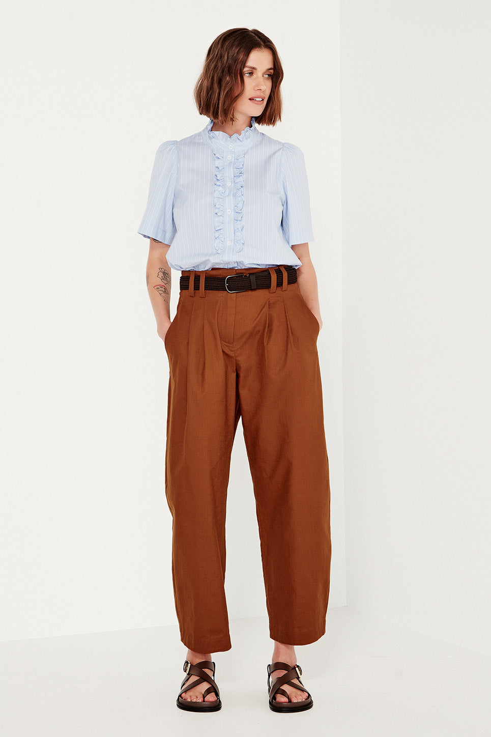 Ava Blouse in Cornflower Stripe