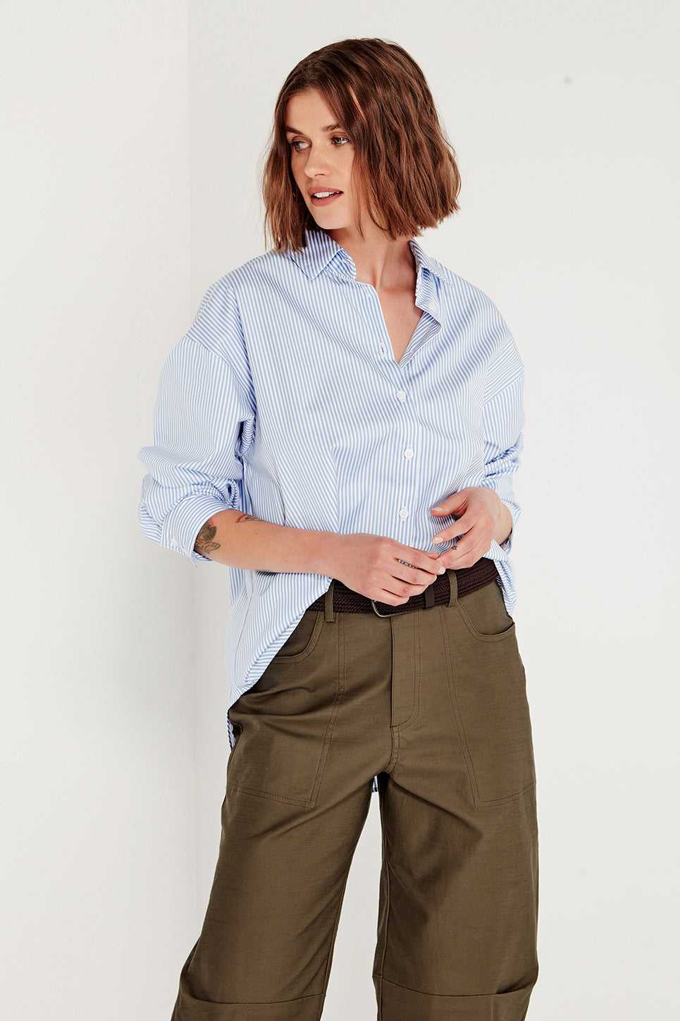 The Baildon Shirt in Chambray Stripe