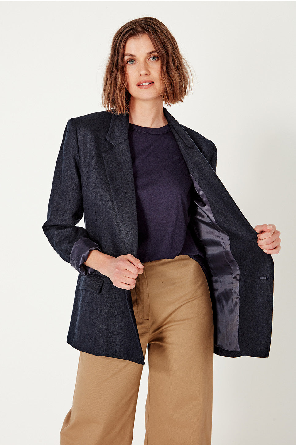 The Whitman Jacket in Navy Linen