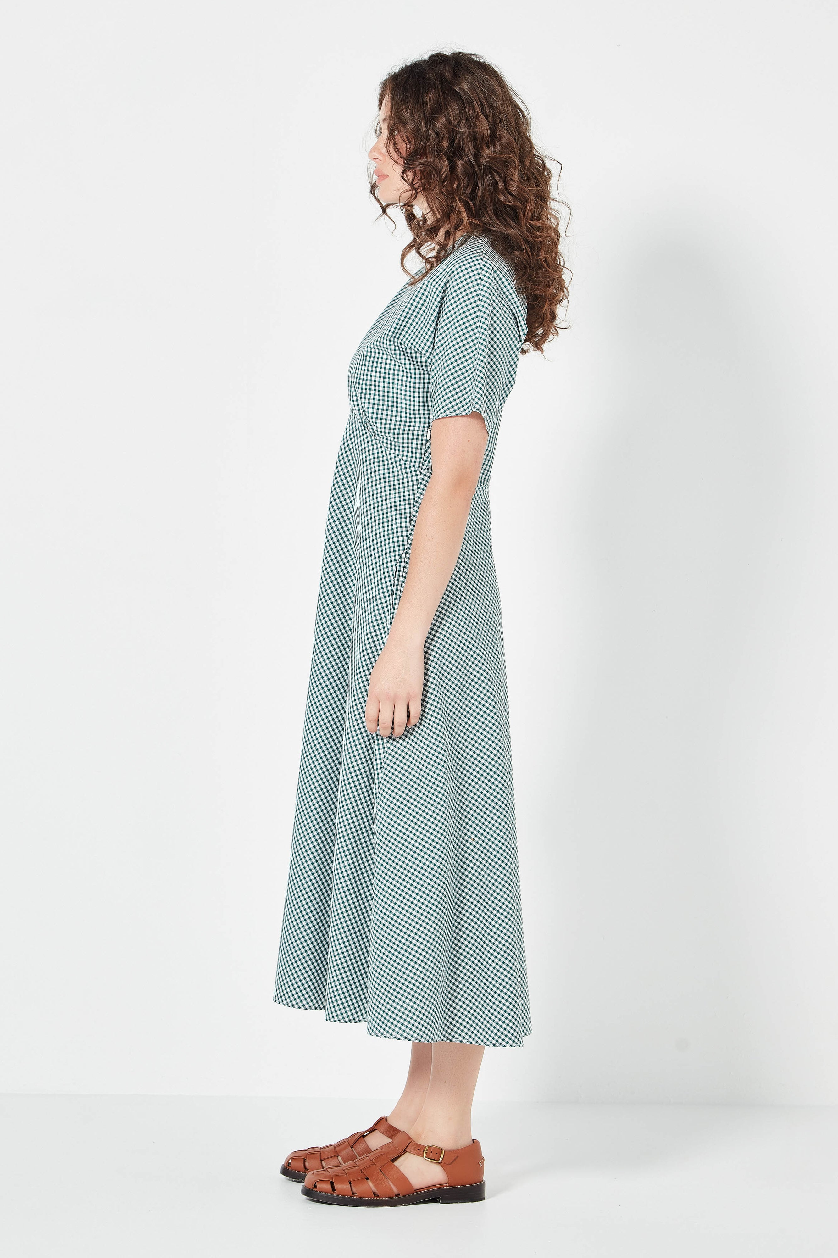 The Amalfi Dress in Emerald Gingham