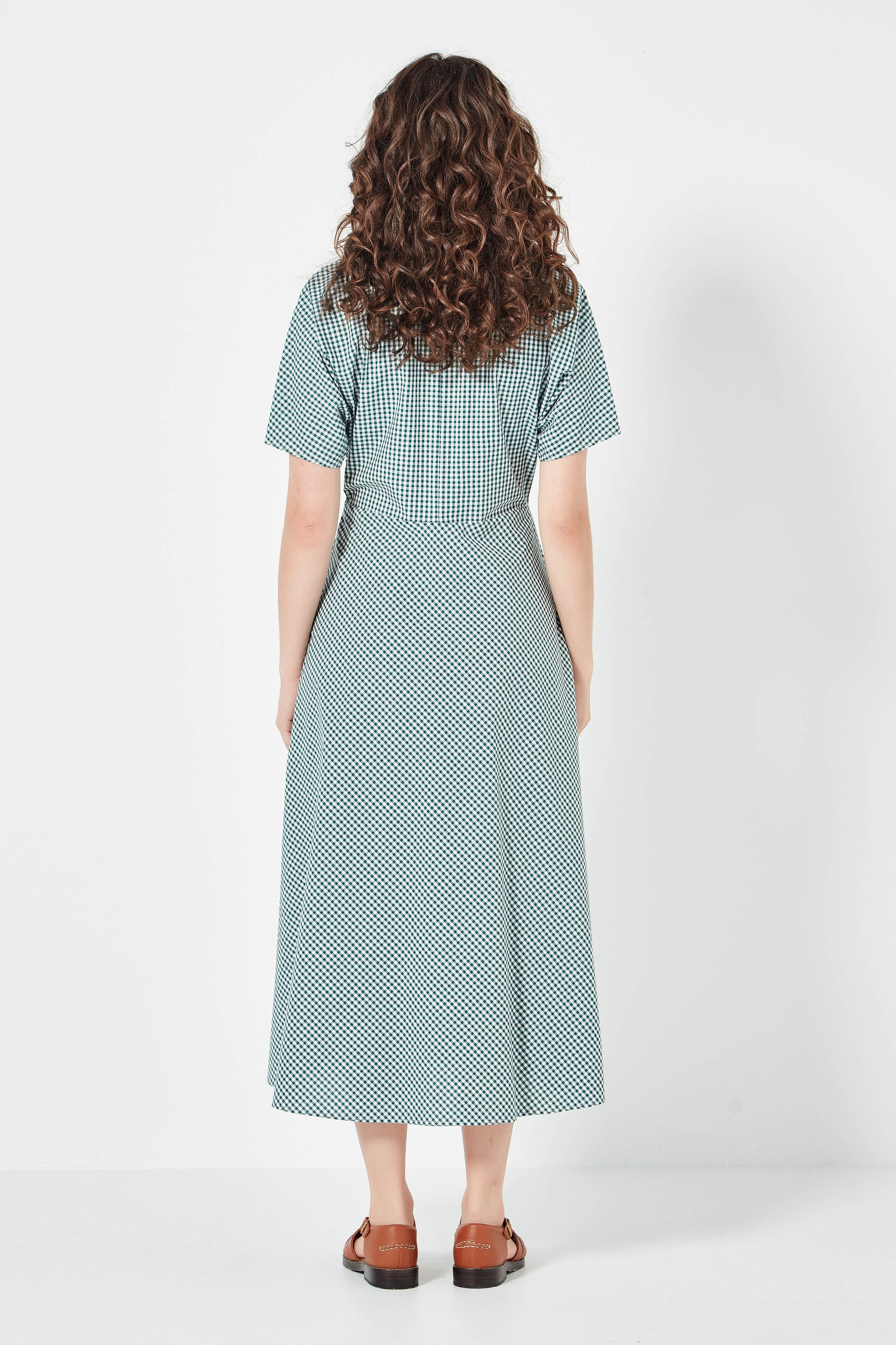 The Amalfi Dress in Emerald Gingham