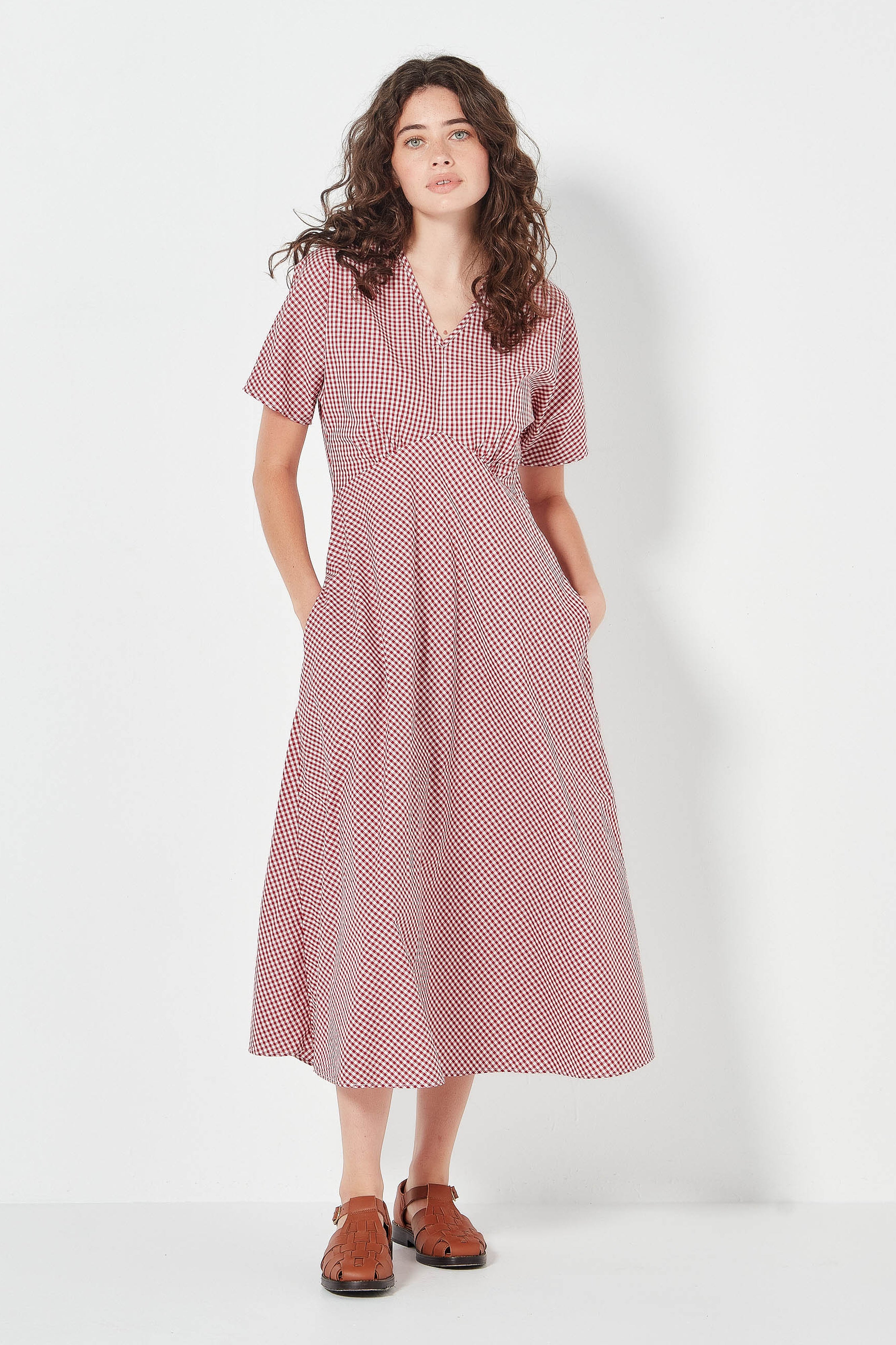 The Amalfi Dress in Scarlet Gingham