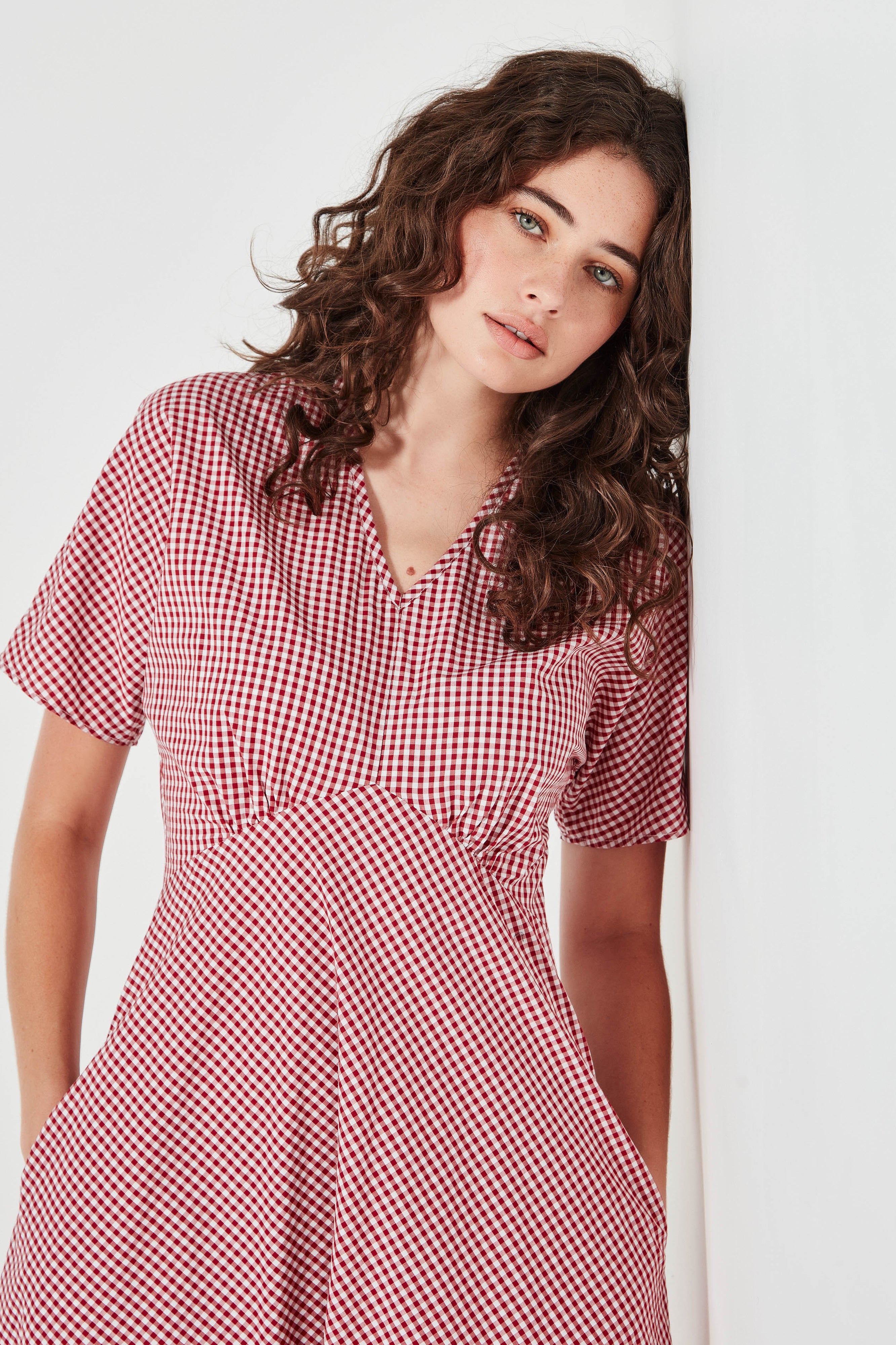 The Amalfi Dress in Scarlet Gingham