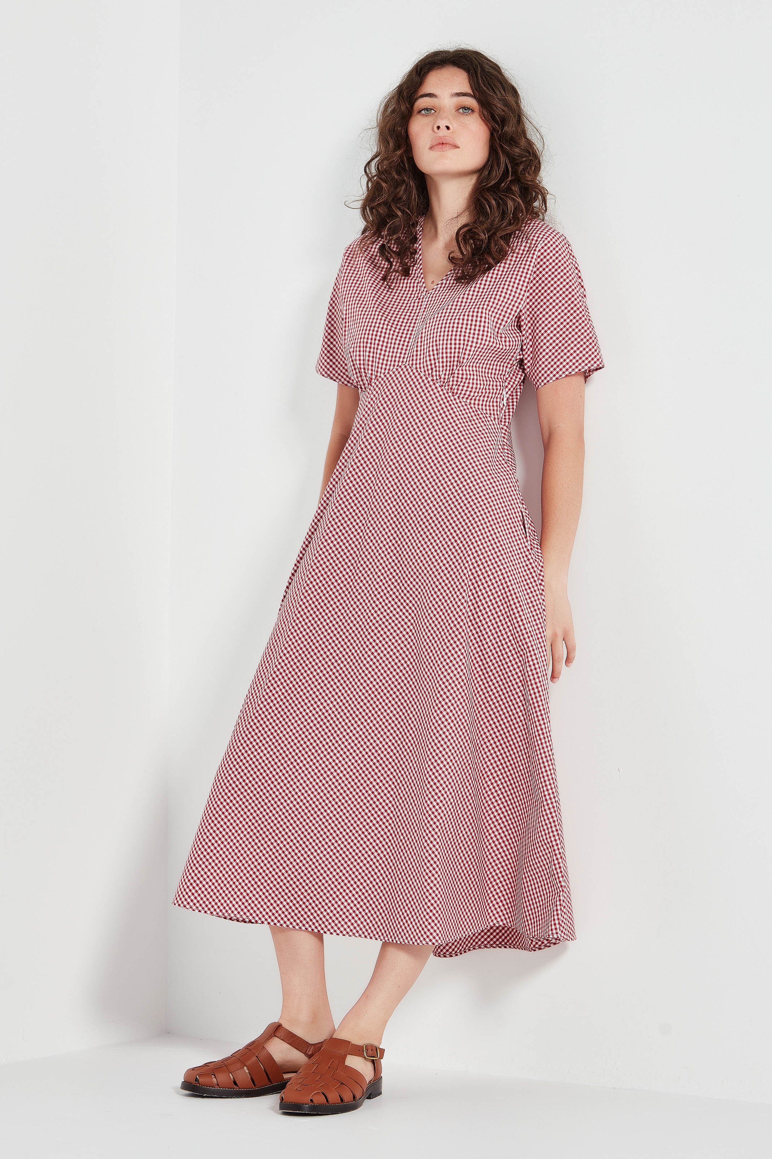 The Amalfi Dress in Scarlet Gingham