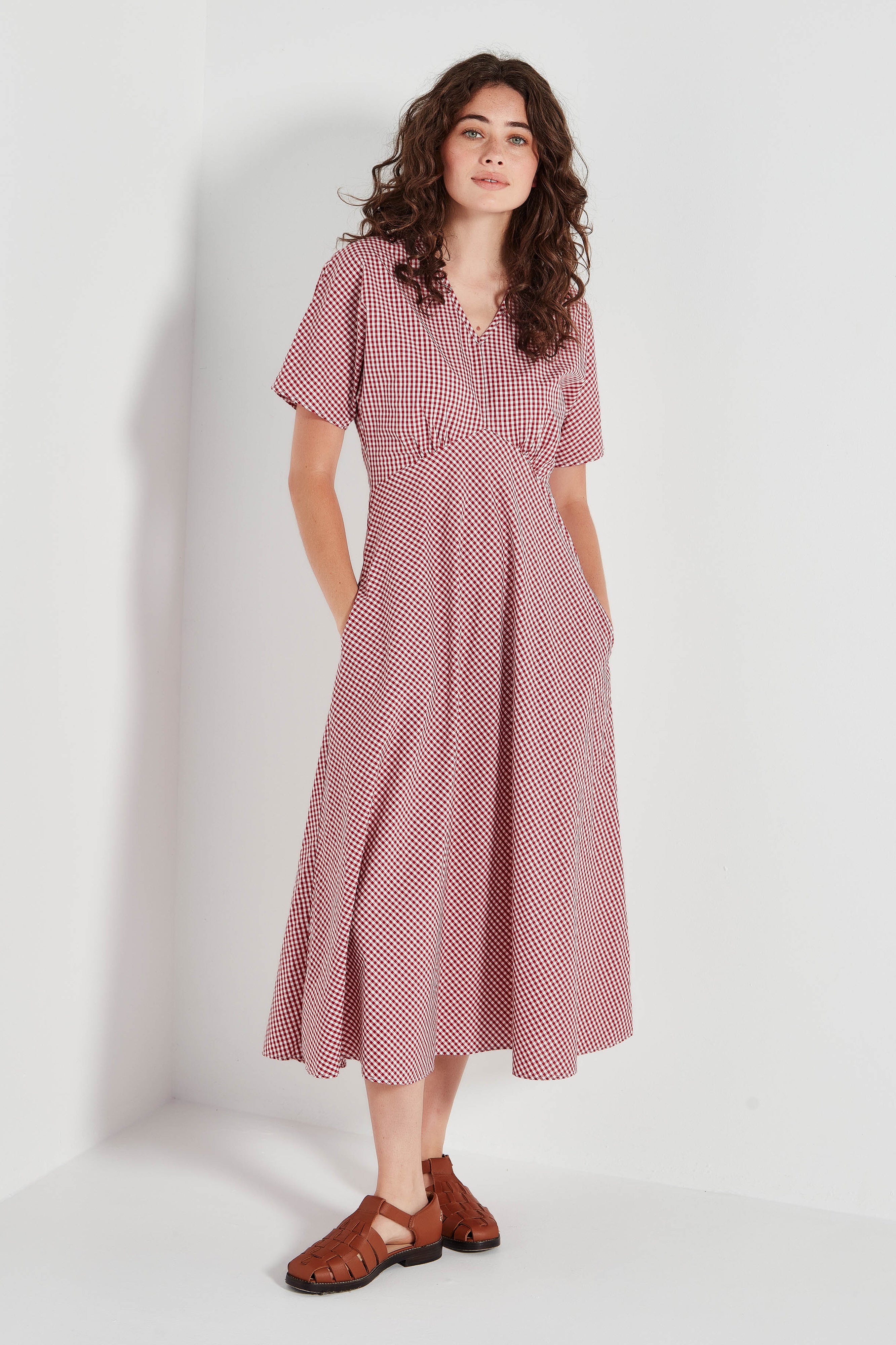 The Amalfi Dress in Scarlet Gingham