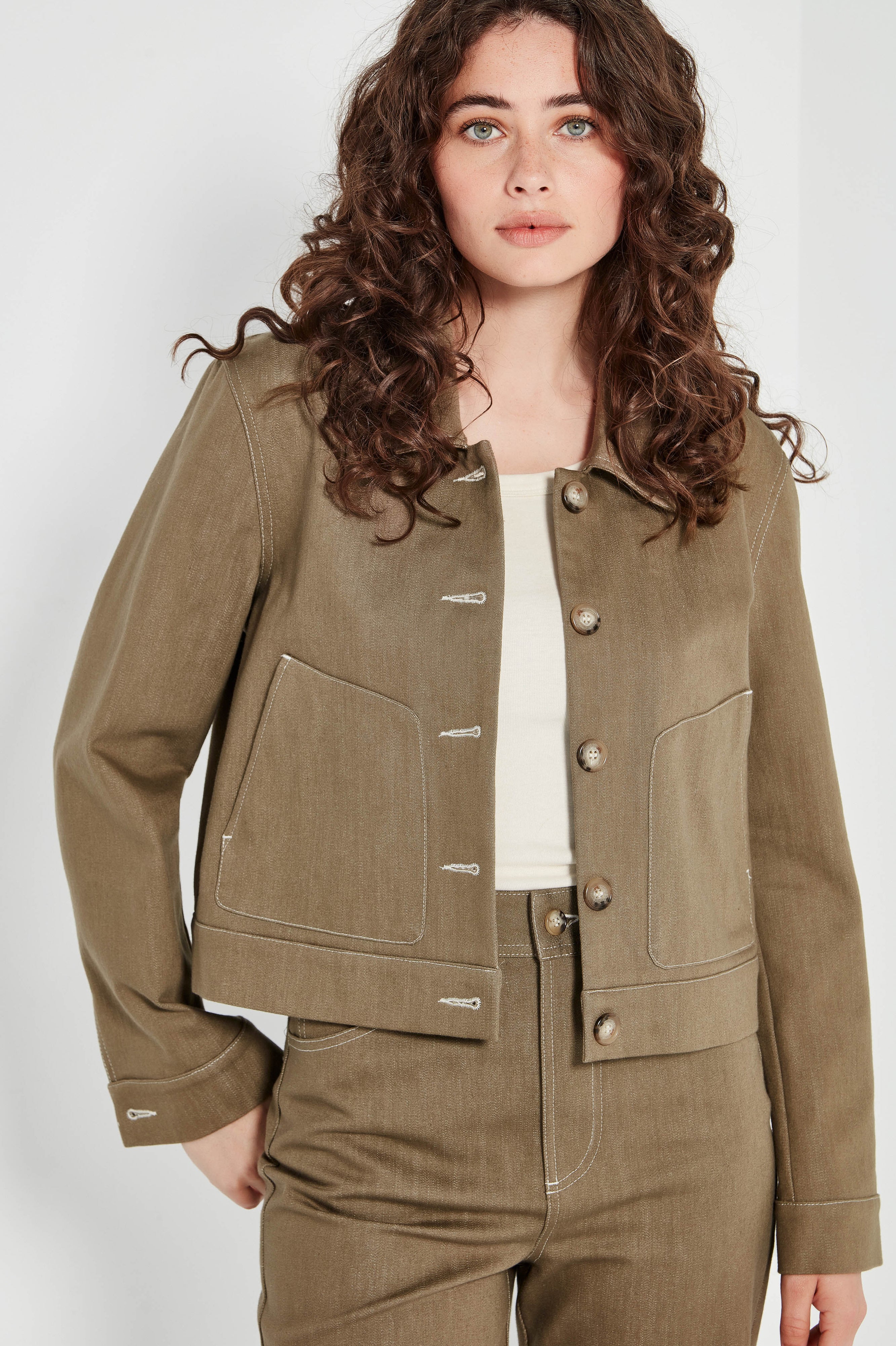 The Livingston Jacket in Olive Denim