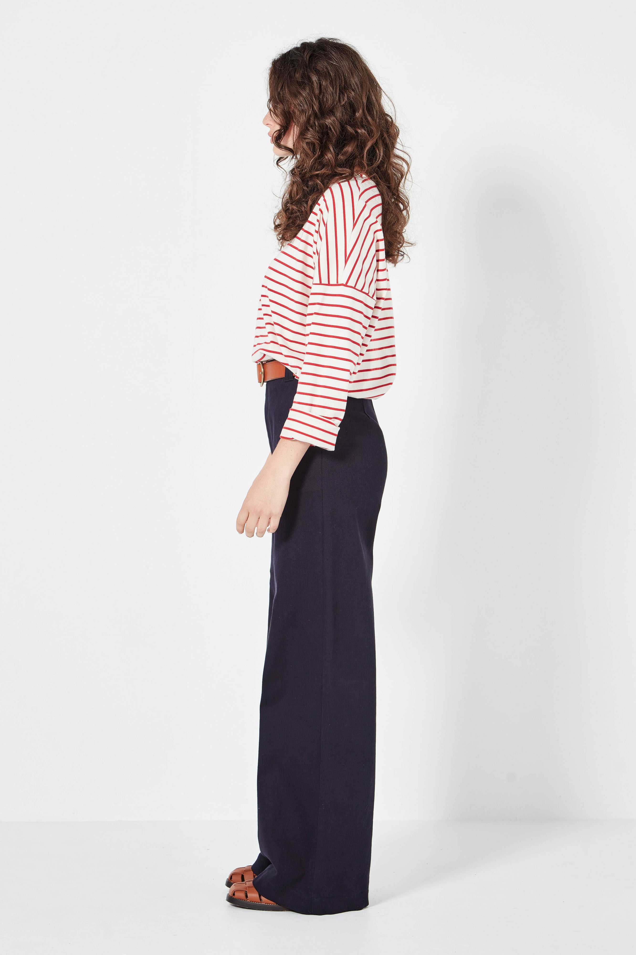 The Olsen Tee in Scarlet/Ivory Stripe