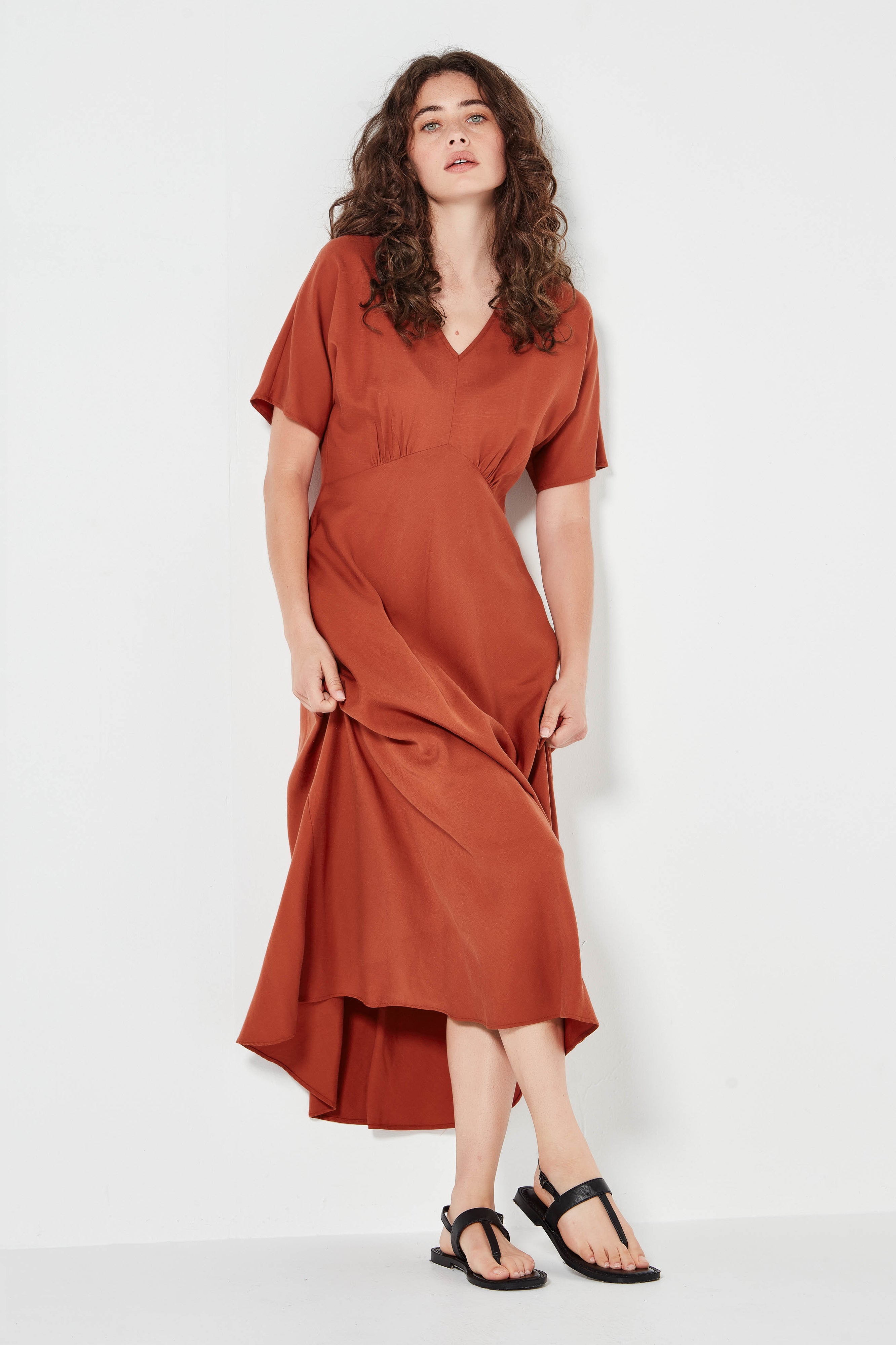 The Amalfi Dress in Brick