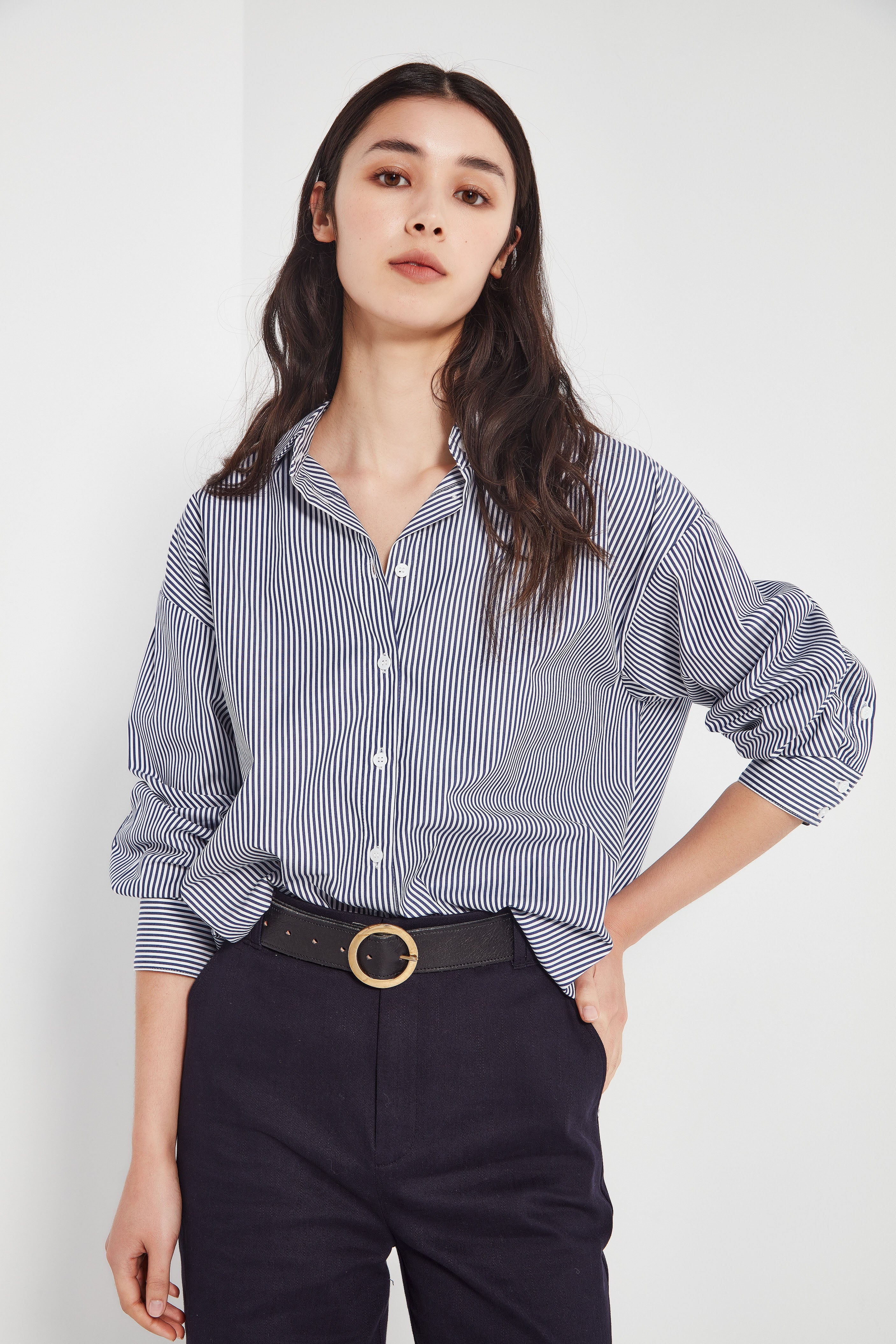 The Baildon Shirt in Navy Stripe