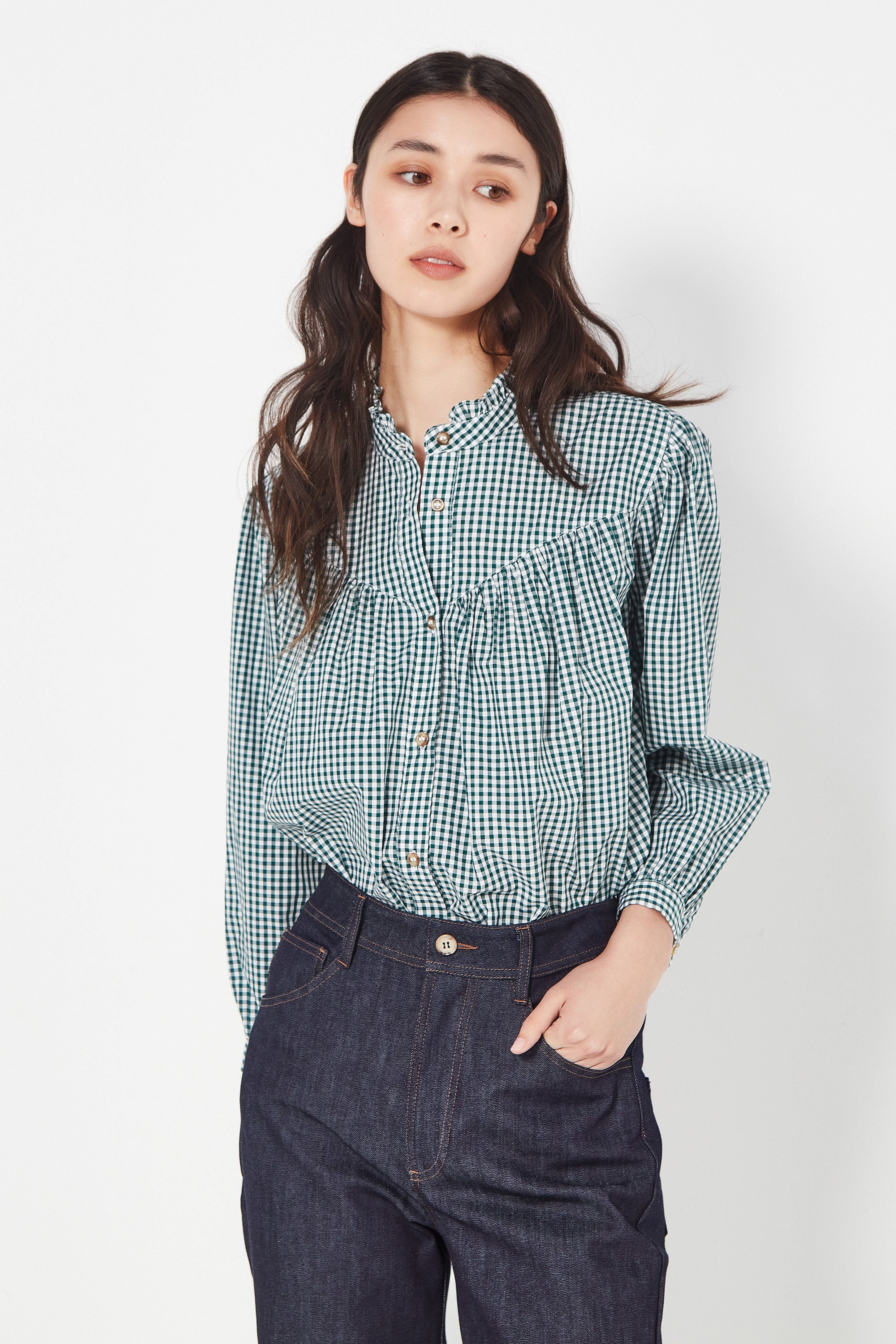 The Miller Blouse in Emerald Gingham