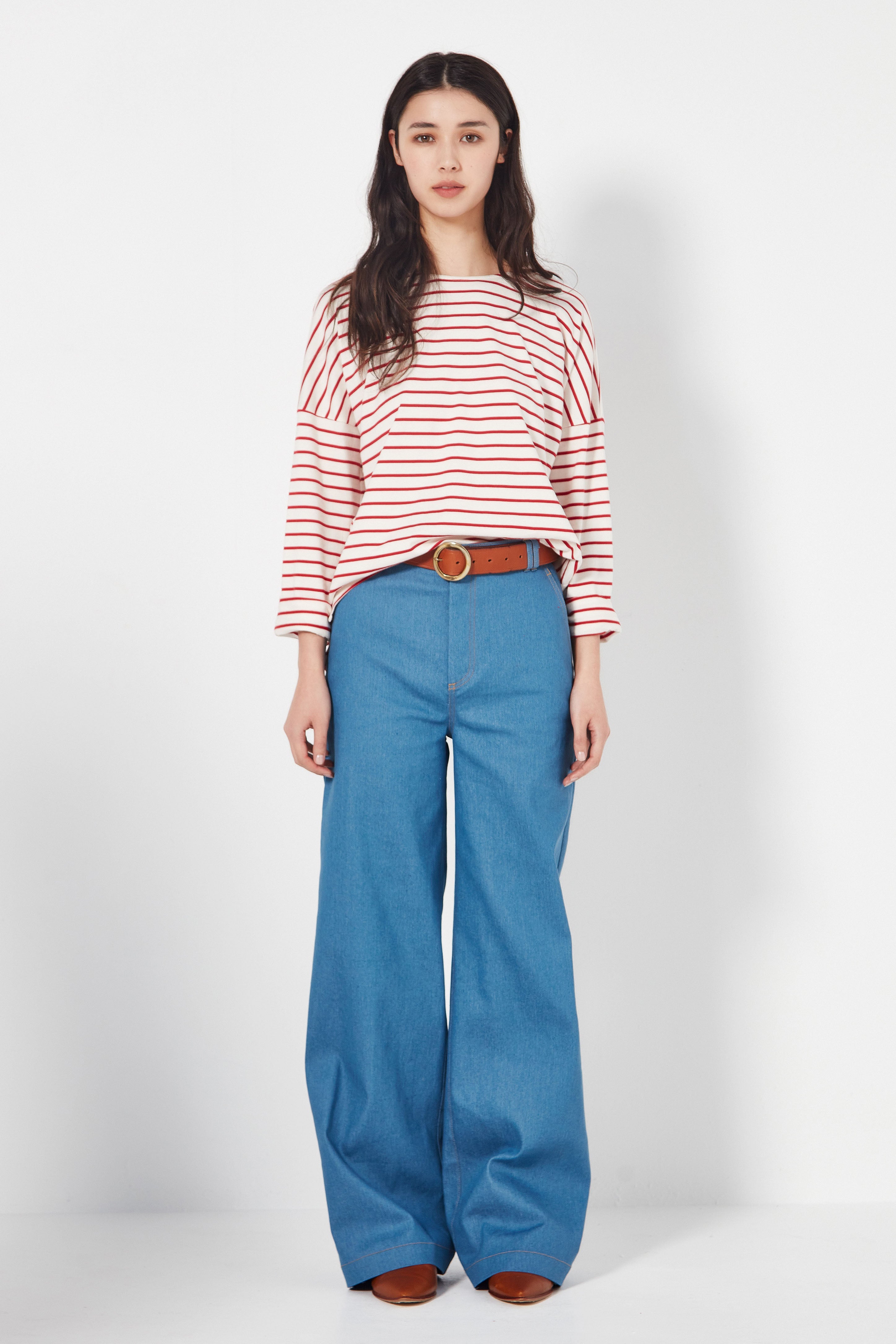 The Olsen Tee in Scarlet/Ivory Stripe