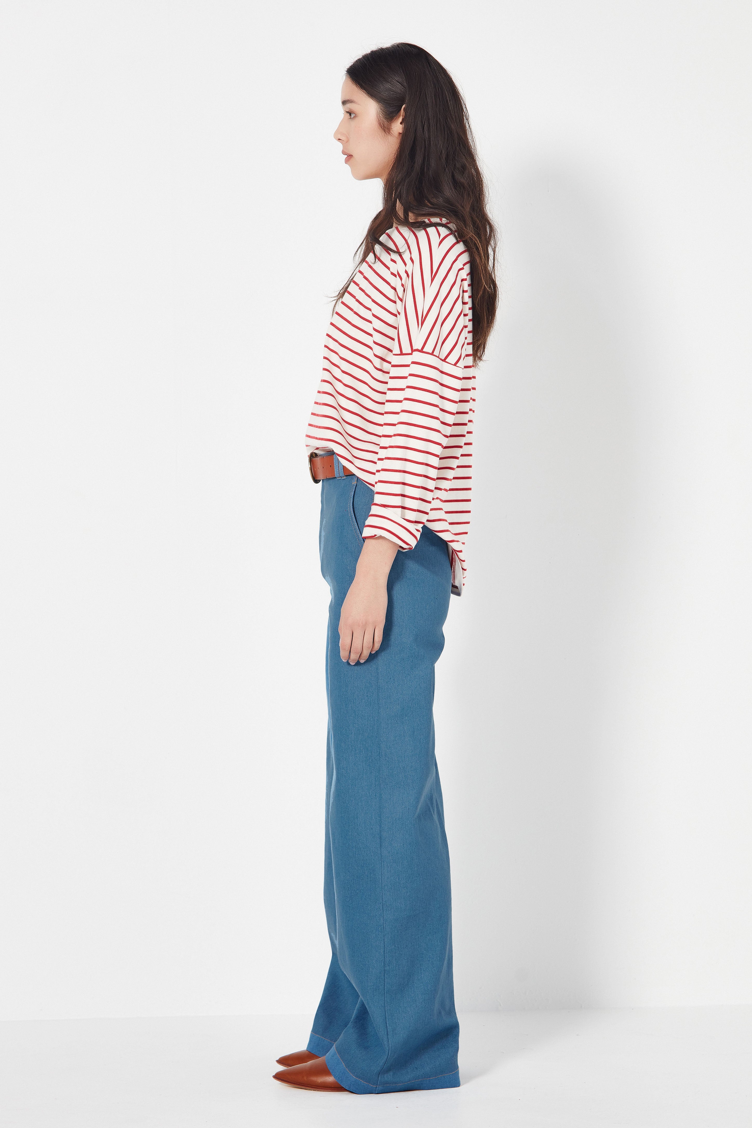 The Olsen Tee in Scarlet/Ivory Stripe