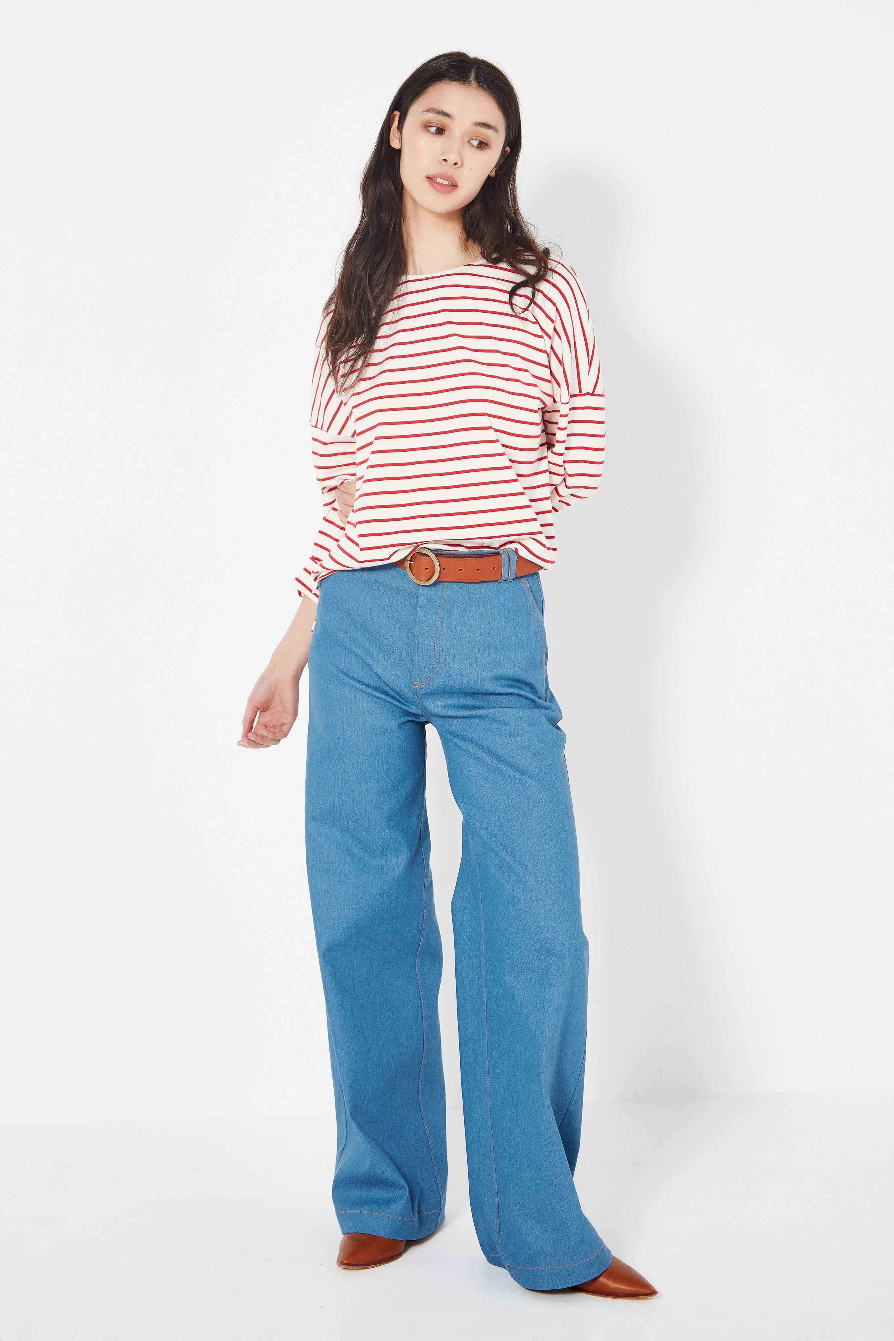 The Olsen Tee in Scarlet/Ivory Stripe