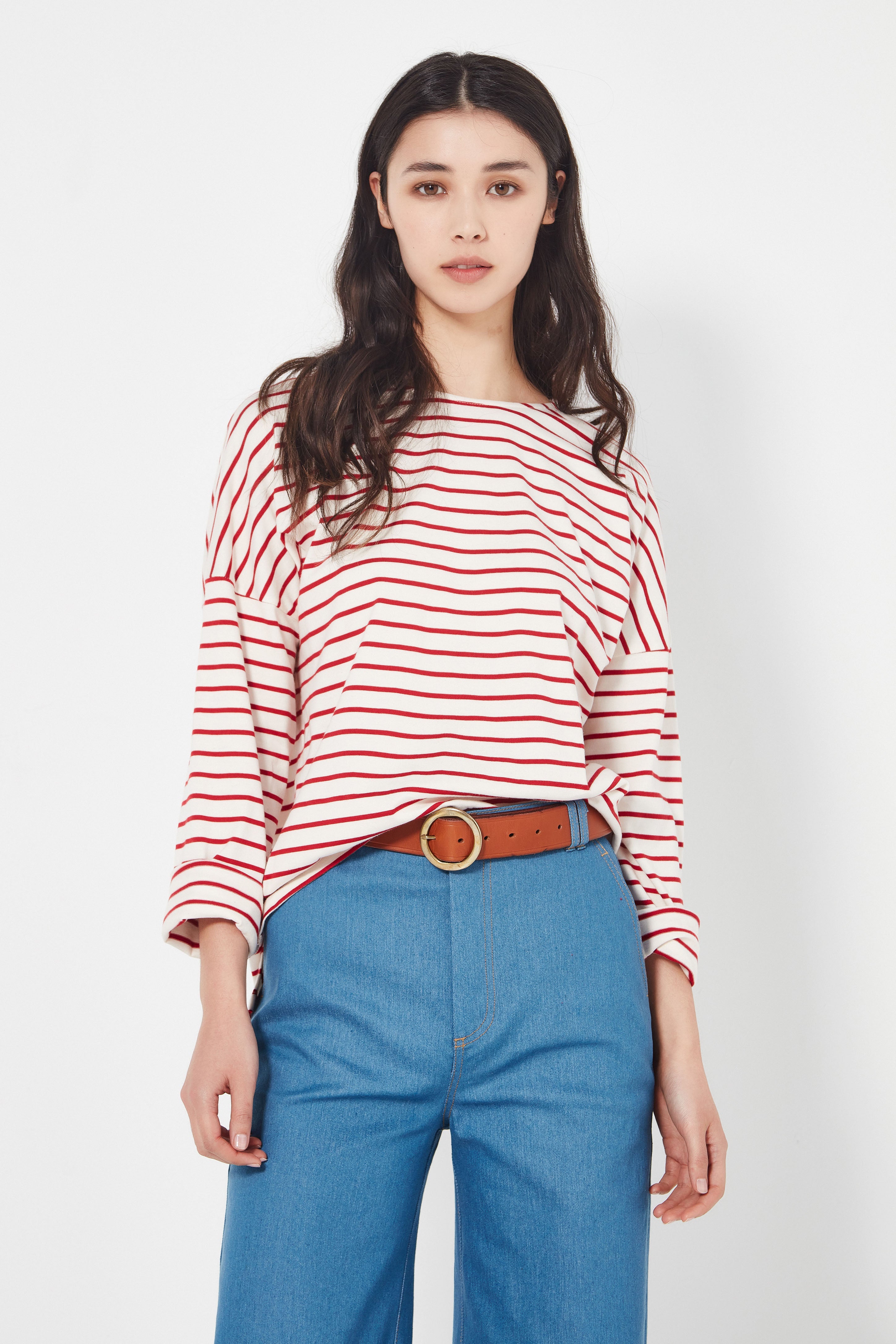 The Olsen Tee in Scarlet/Ivory Stripe