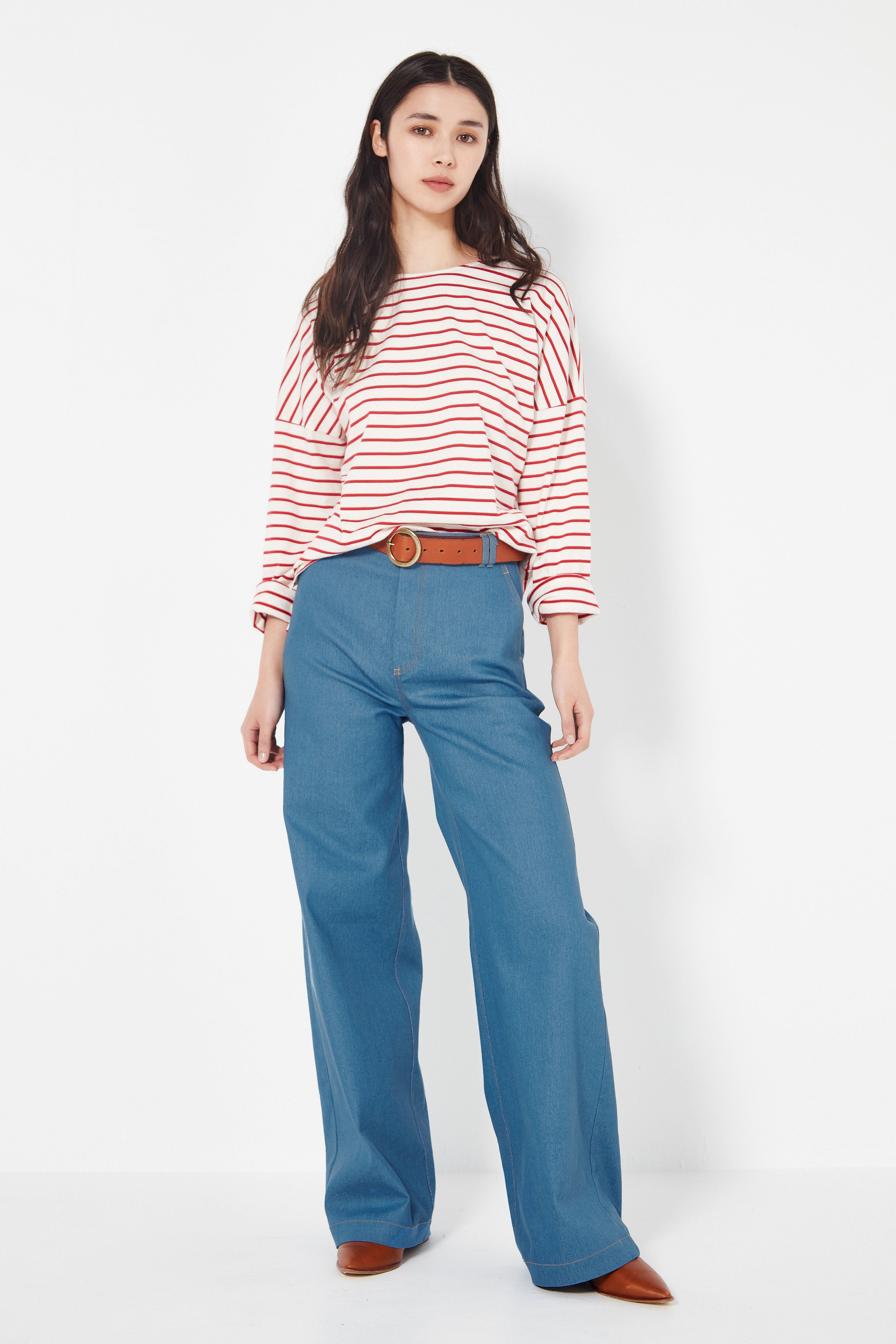 The Olsen Tee in Scarlet/Ivory Stripe