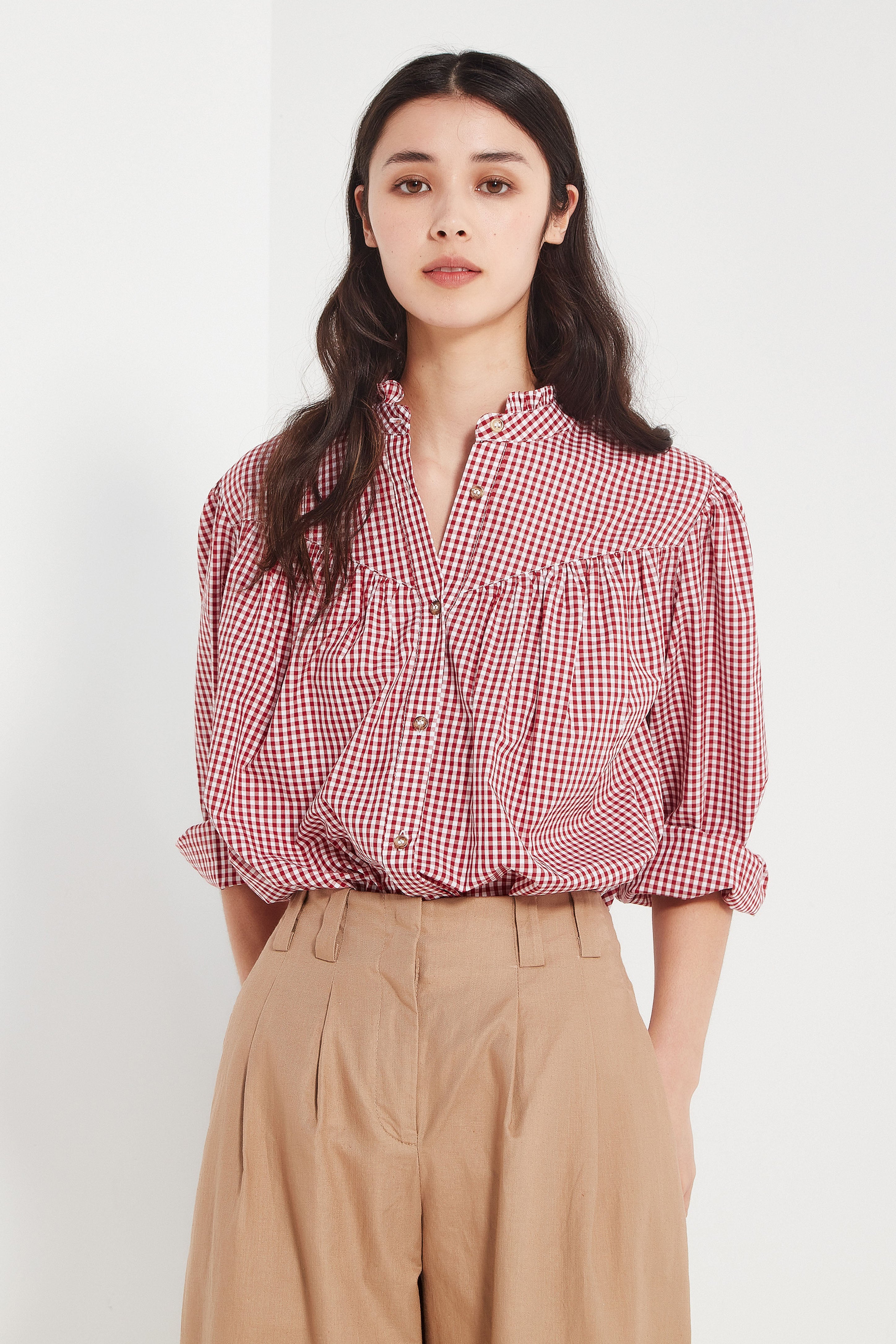 The Miller Blouse in Scarlet Gingham