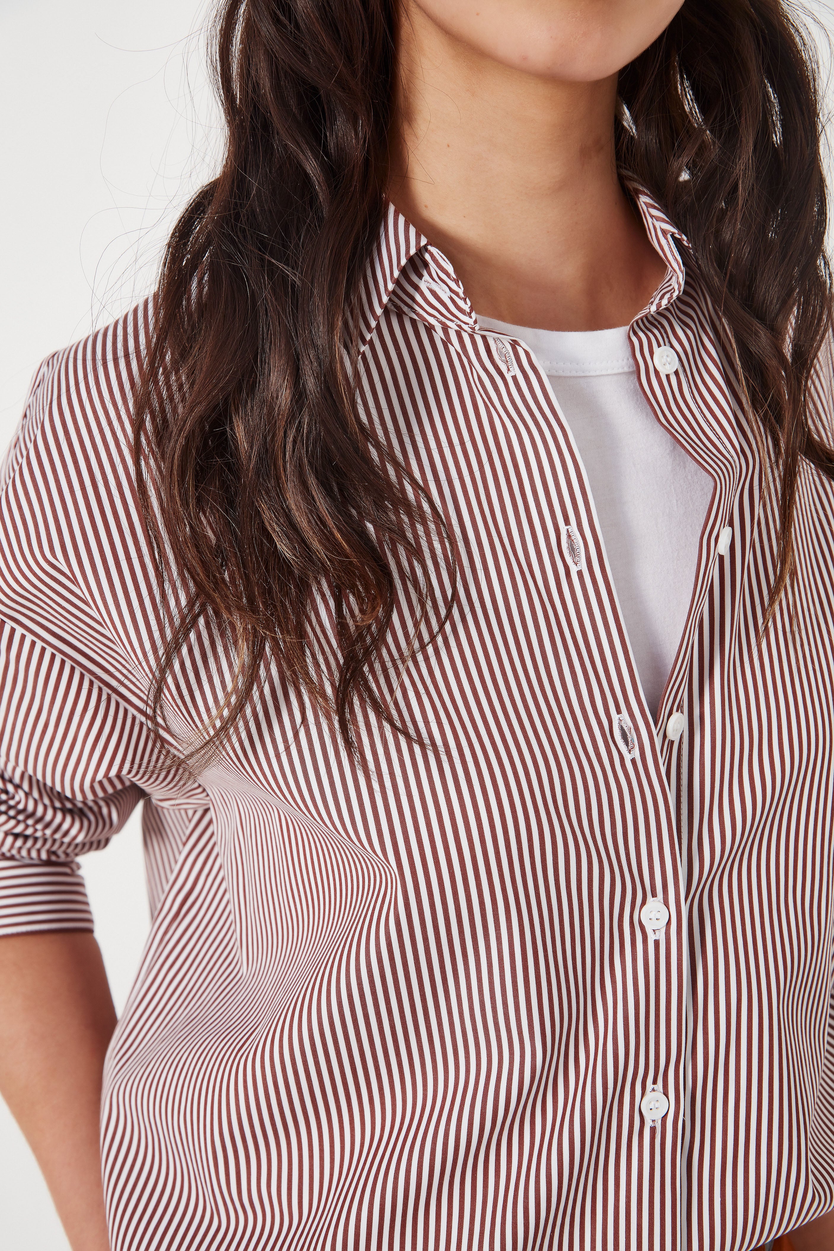 The Baildon Shirt in Burnt Sienna Stripe