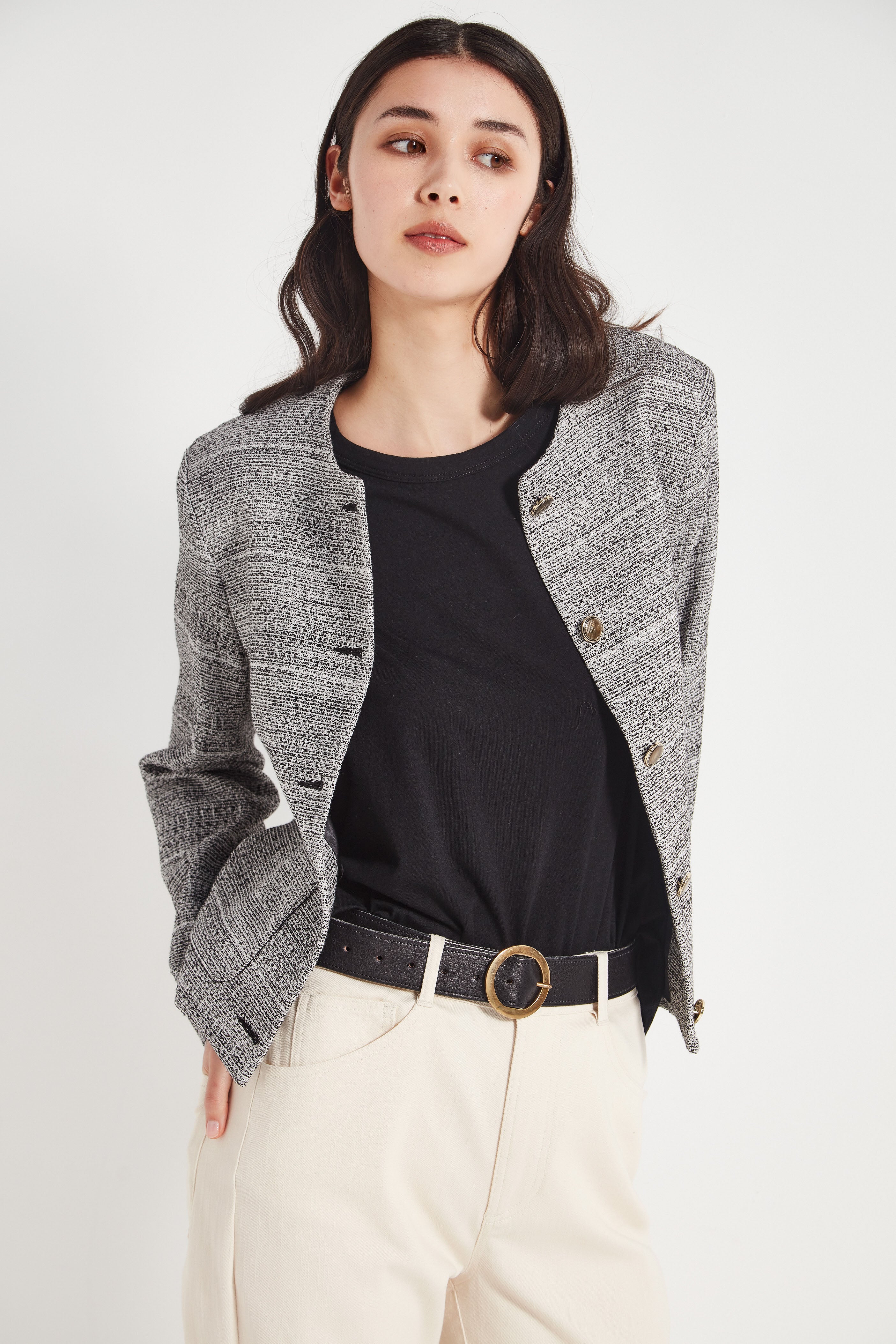 The Gabrielle Jacket in Black/White Boucle