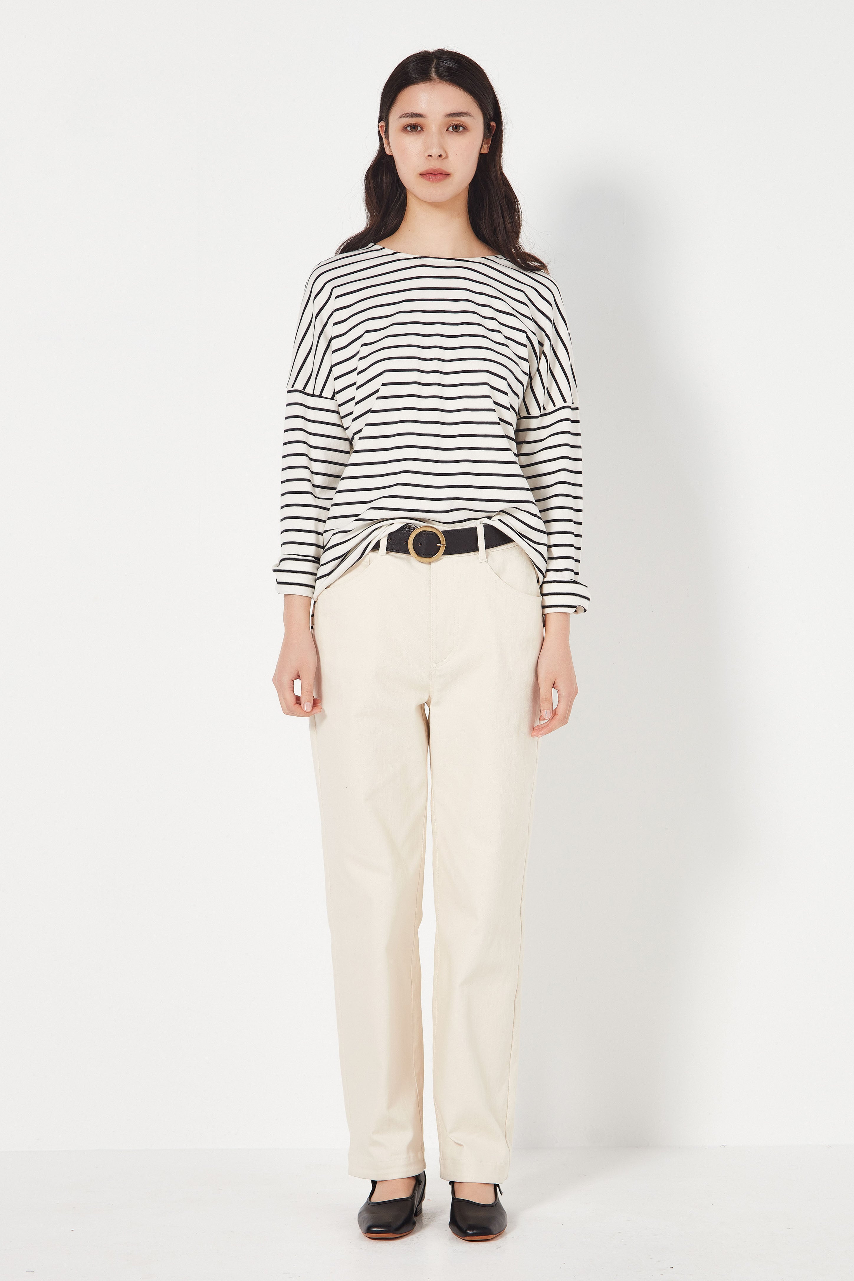 The Olsen Tee in Black/Ivory Stripe