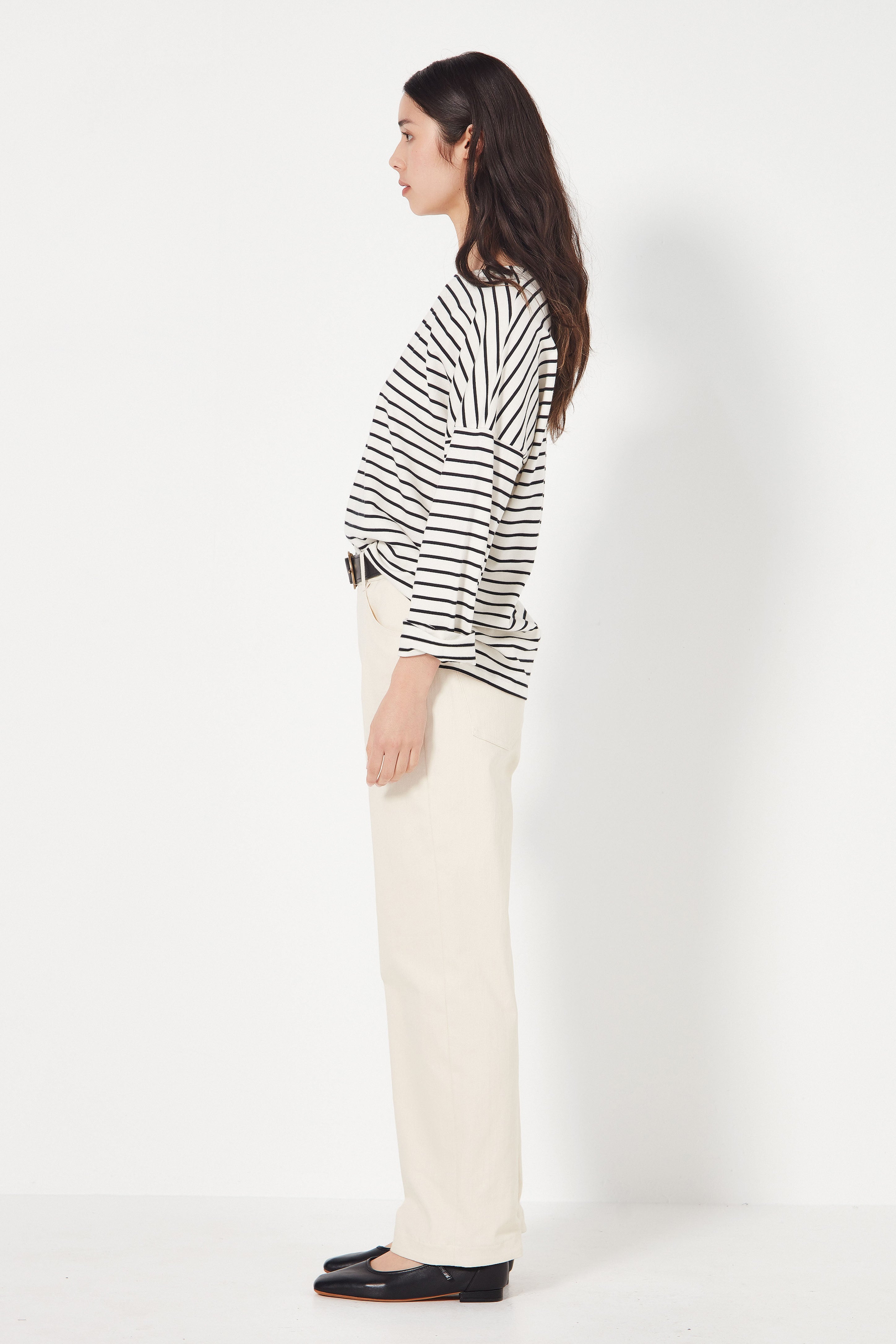 The Olsen Tee in Black/Ivory Stripe