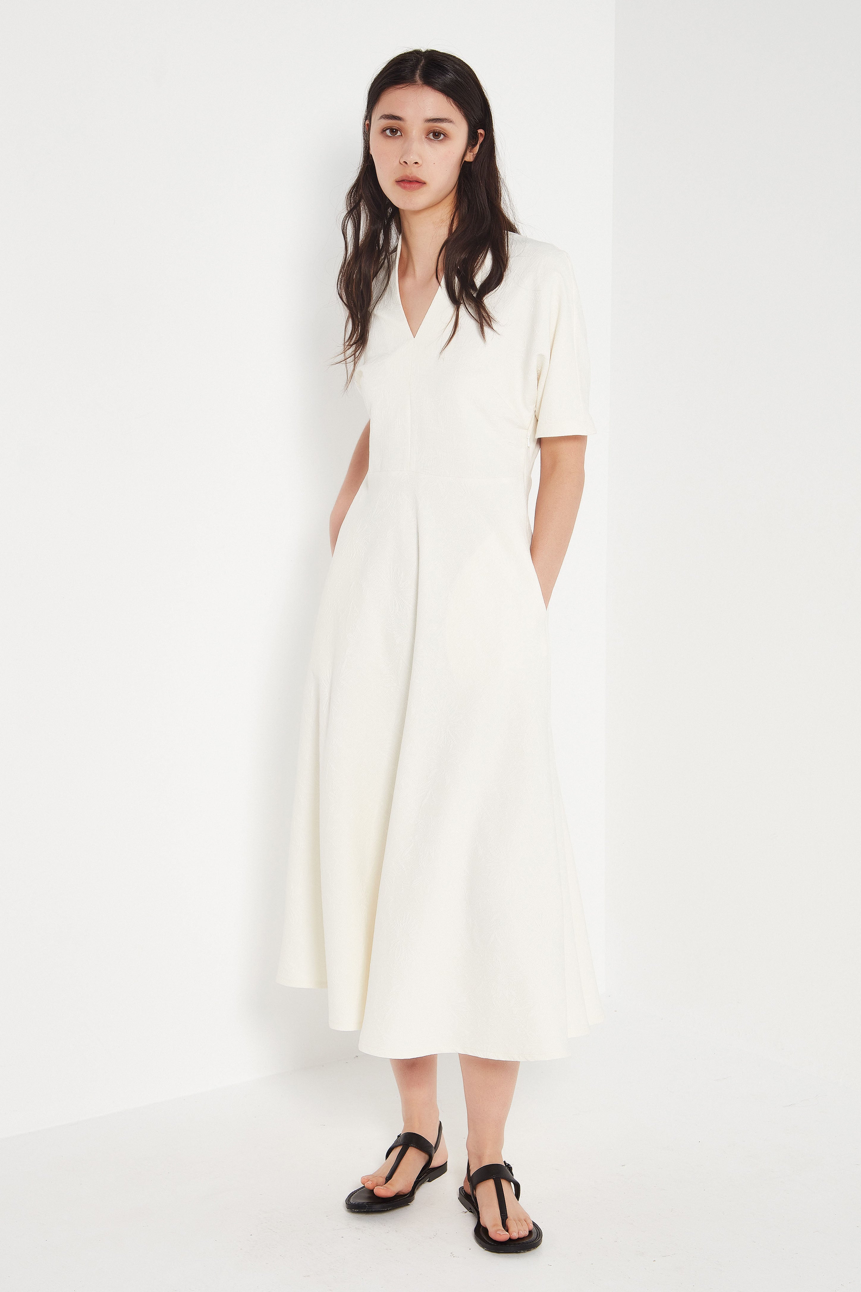 The Monaco Dress in Ivory Jacquard