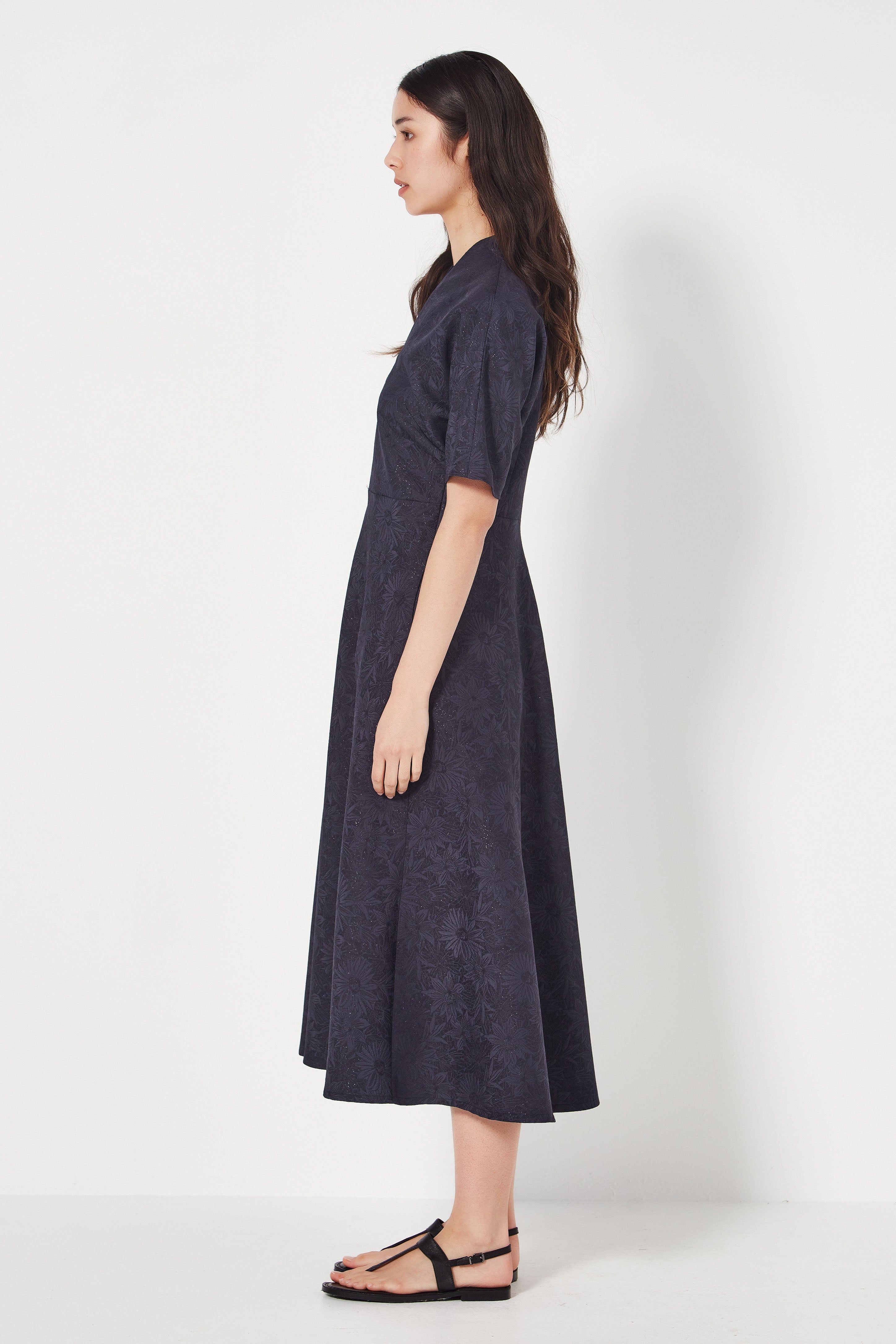 The Monaco Dress in Navy Jacquard