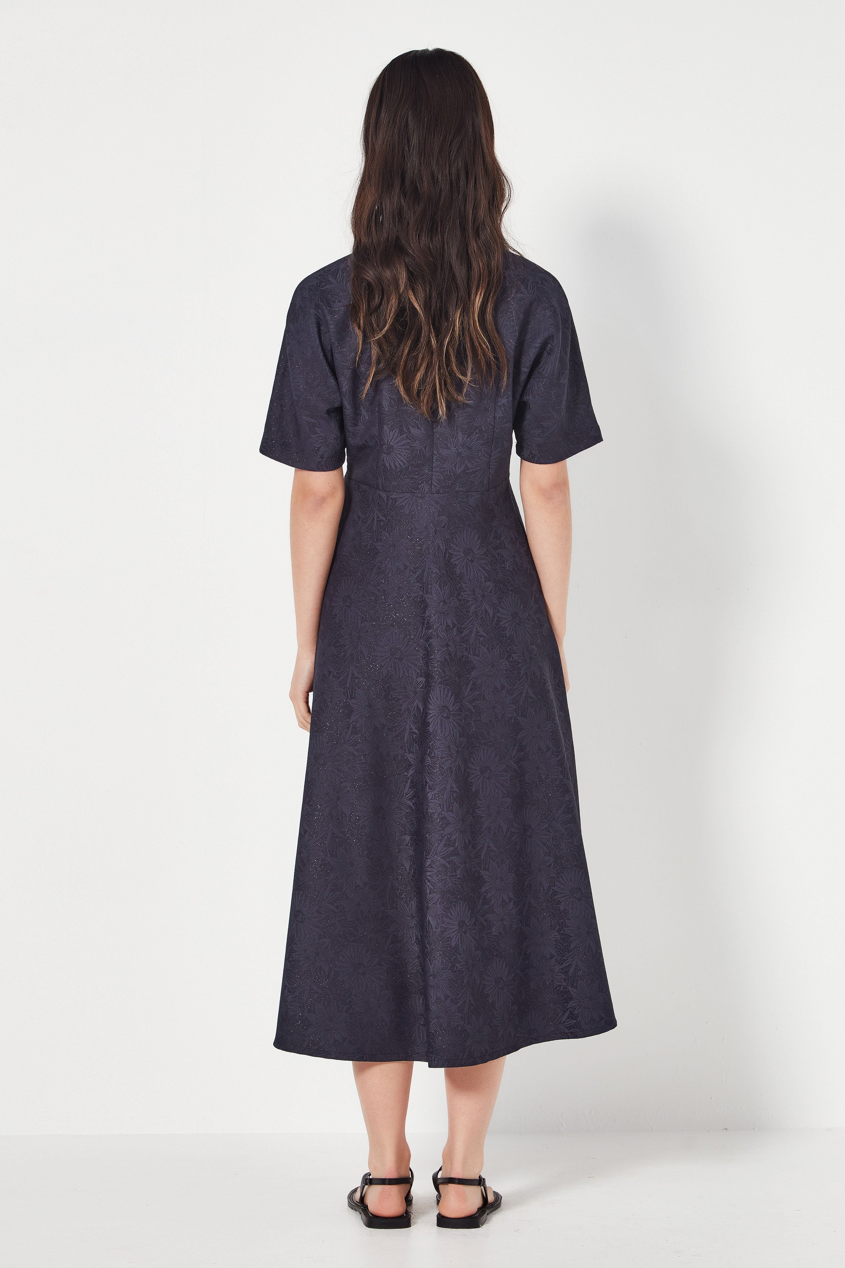 The Monaco Dress in Navy Jacquard