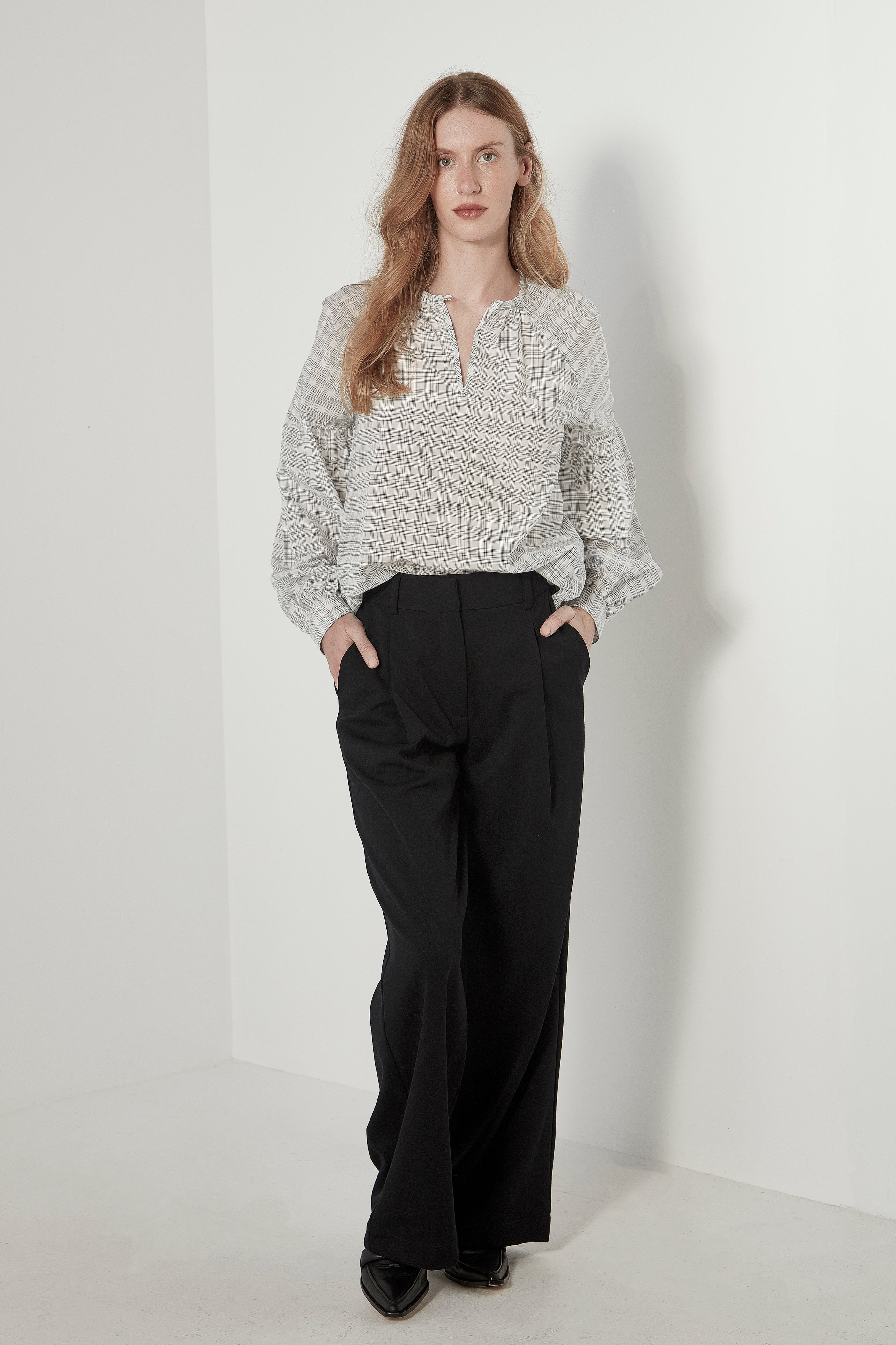 The Lantern Blouse in Check