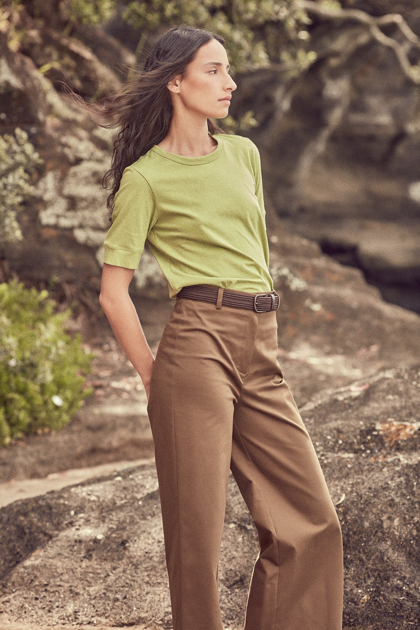 The Column Tee in Chartreuse