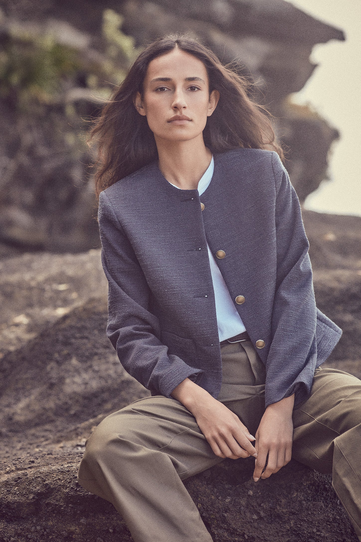 The Gabrielle Jacket in Navy Boucle