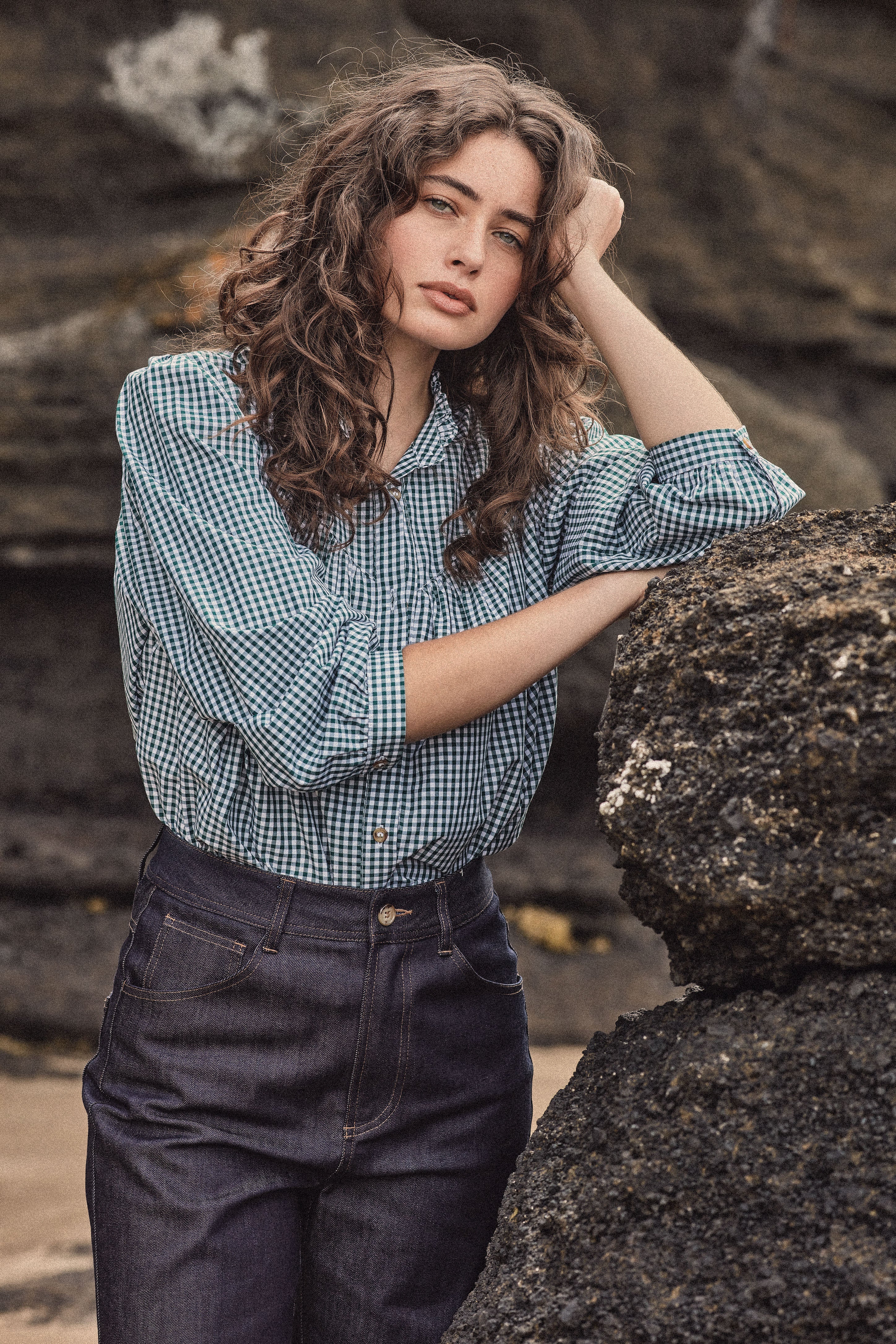 The Miller Blouse in Emerald Gingham